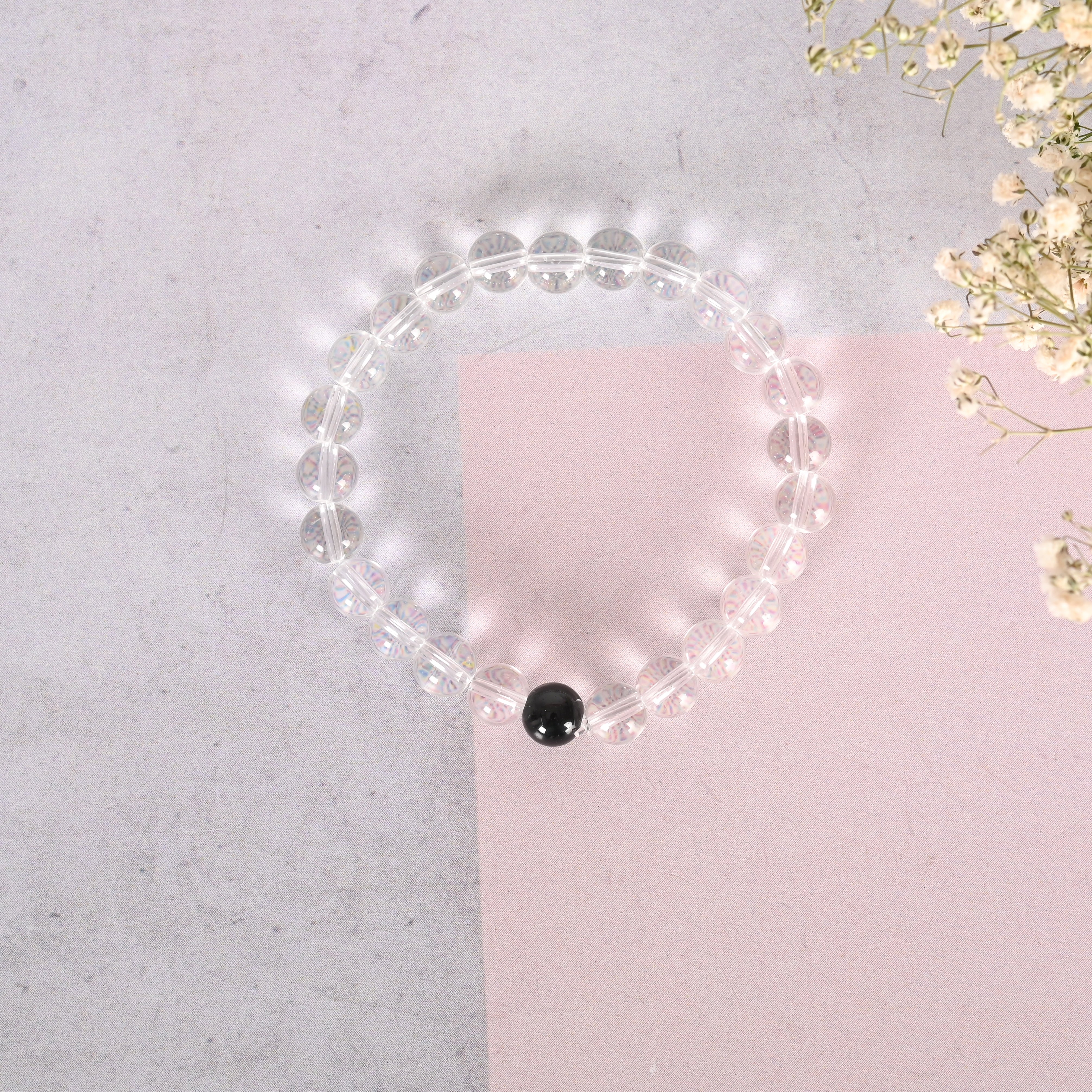 Unisex Transparent Beaded Elasticated Bracelet