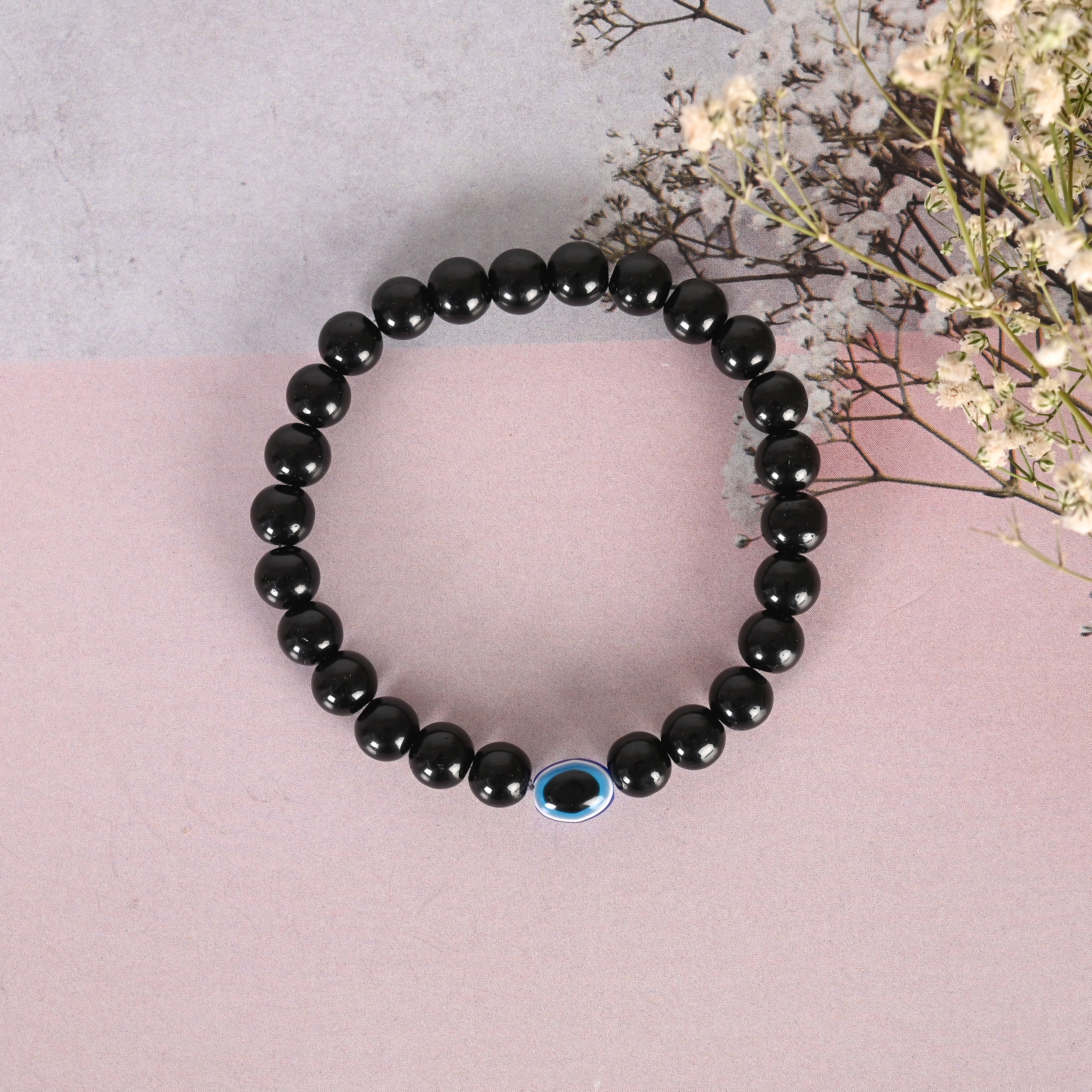 Unisex Marble Crystal Beaded Elasticated Bracelet