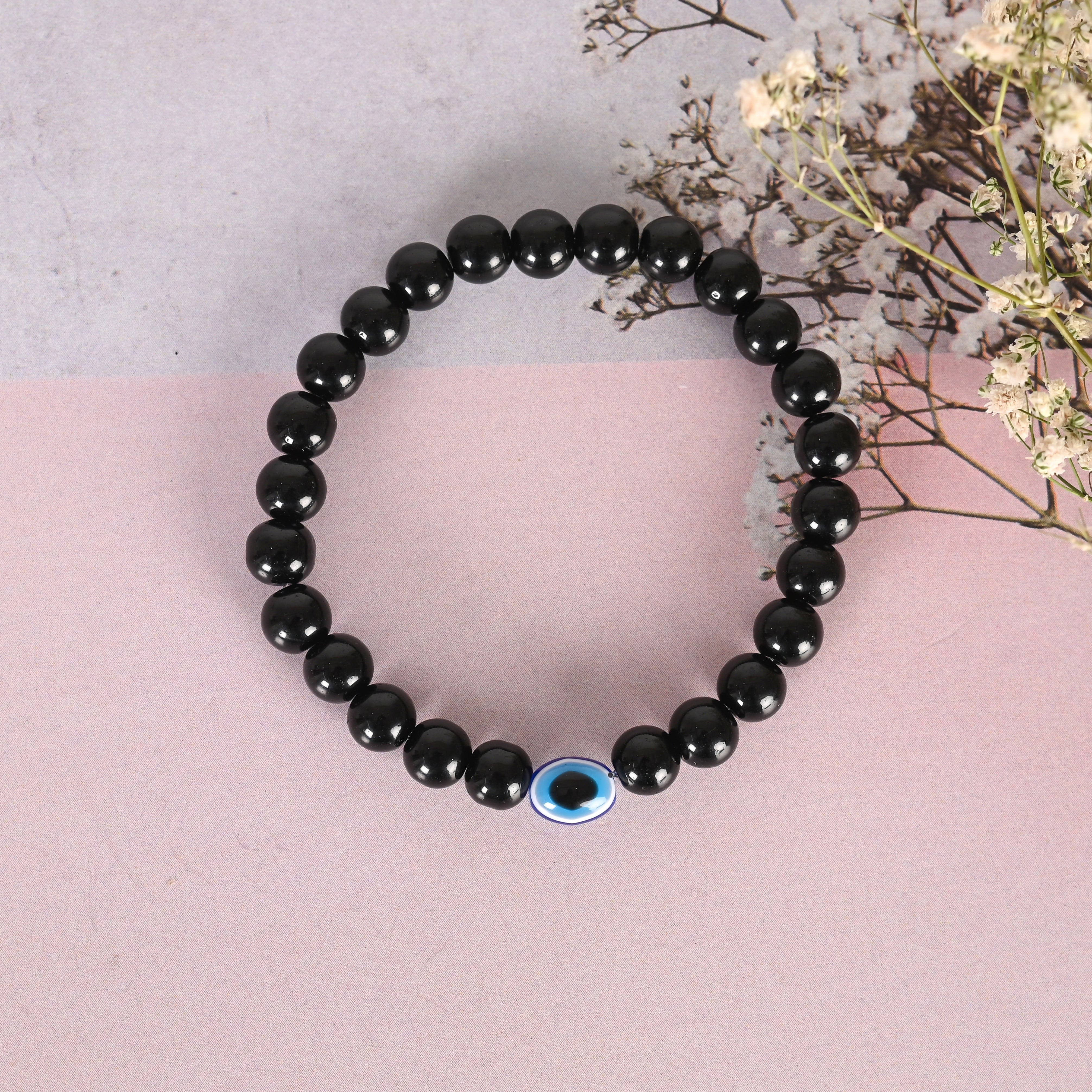 Unisex Marble Crystal Beaded Elasticated Bracelet