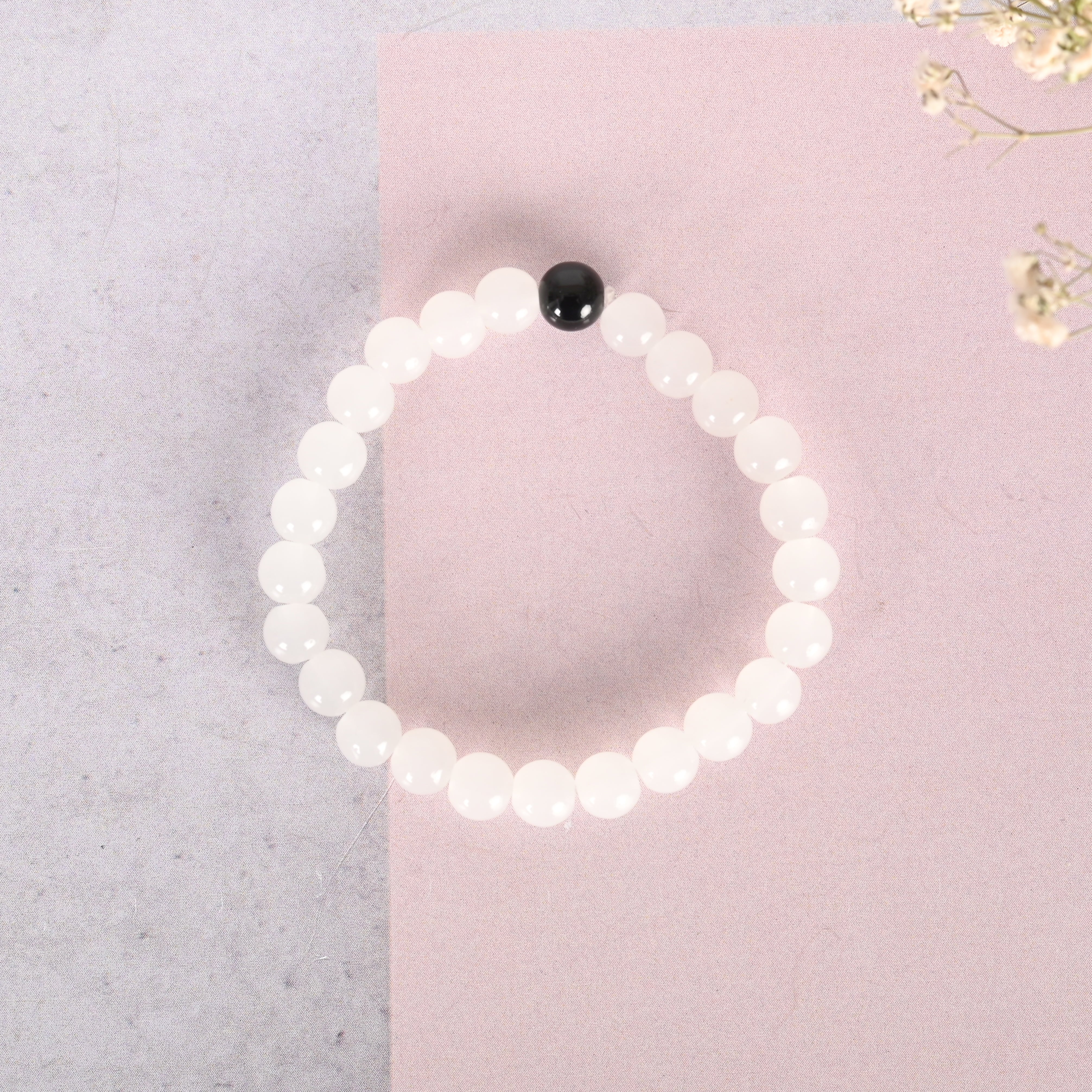 Unisex White Marbel Crystal Elasticated Bracelet