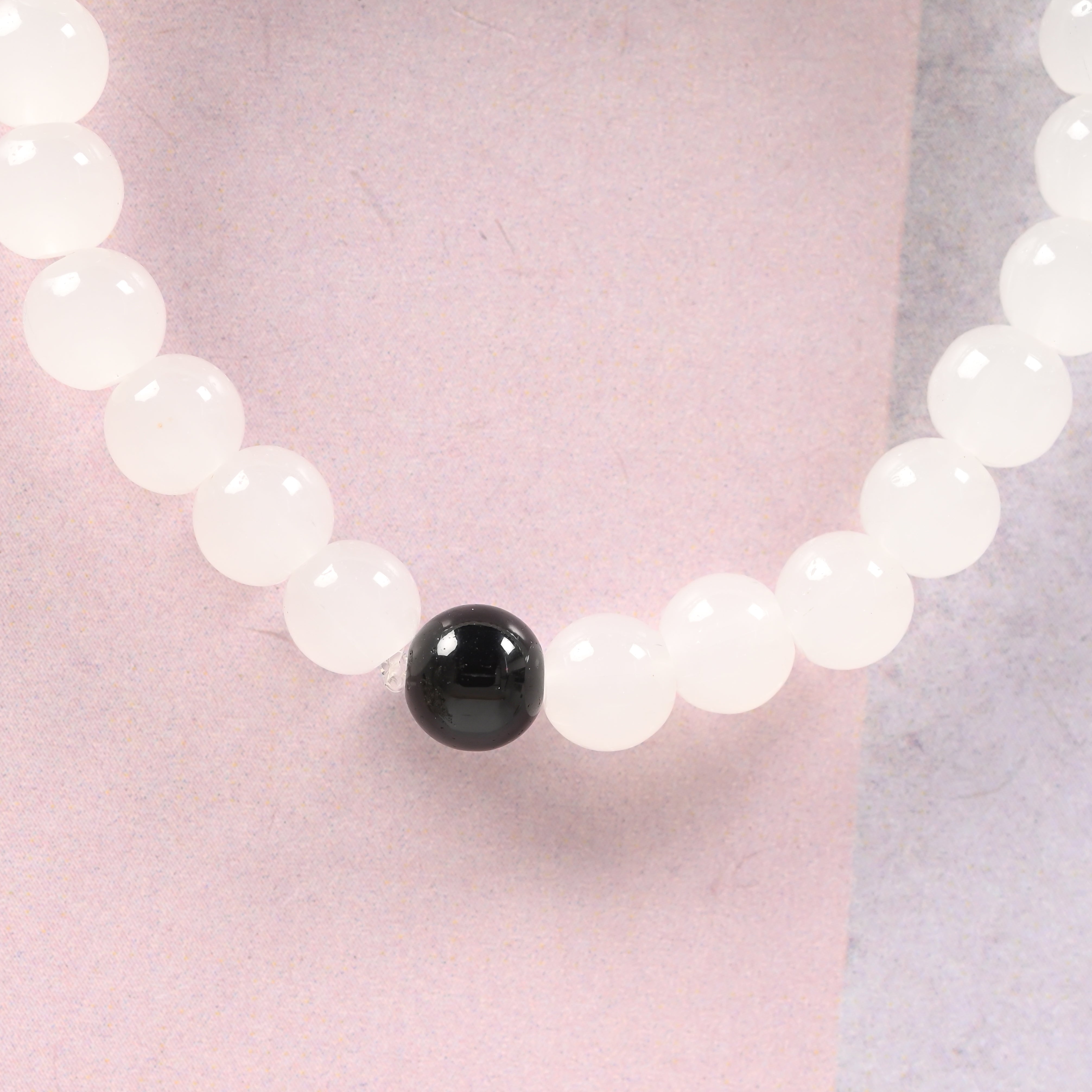 Unisex White Marbel Crystal Elasticated Bracelet