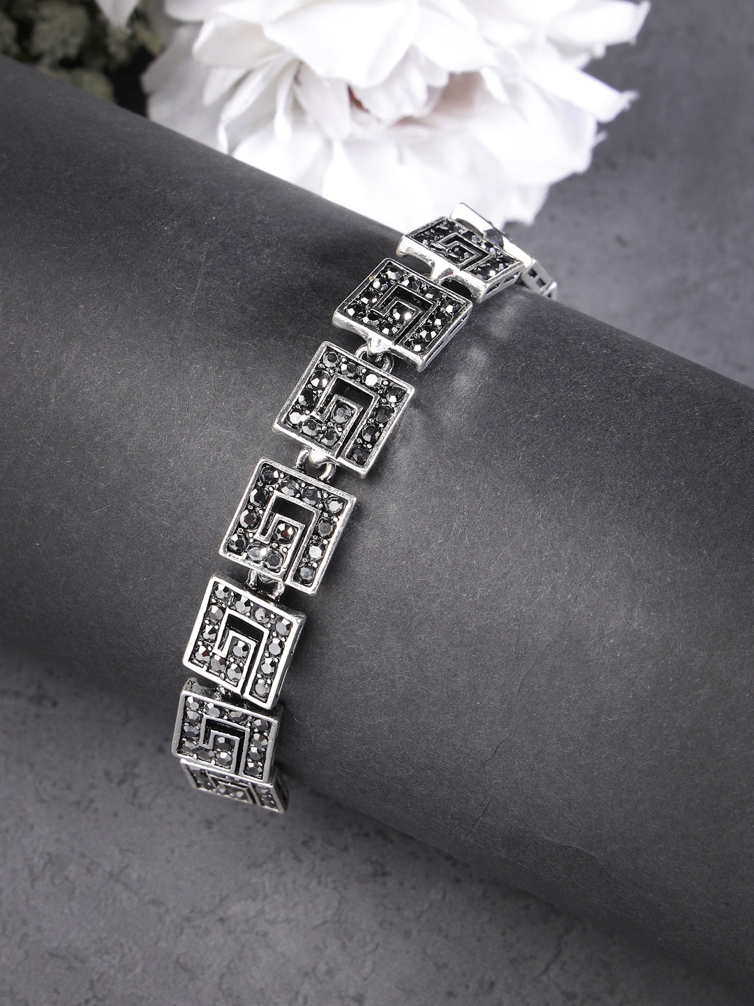 Women's American Diamond Rhodium-Plated Link Bracelet