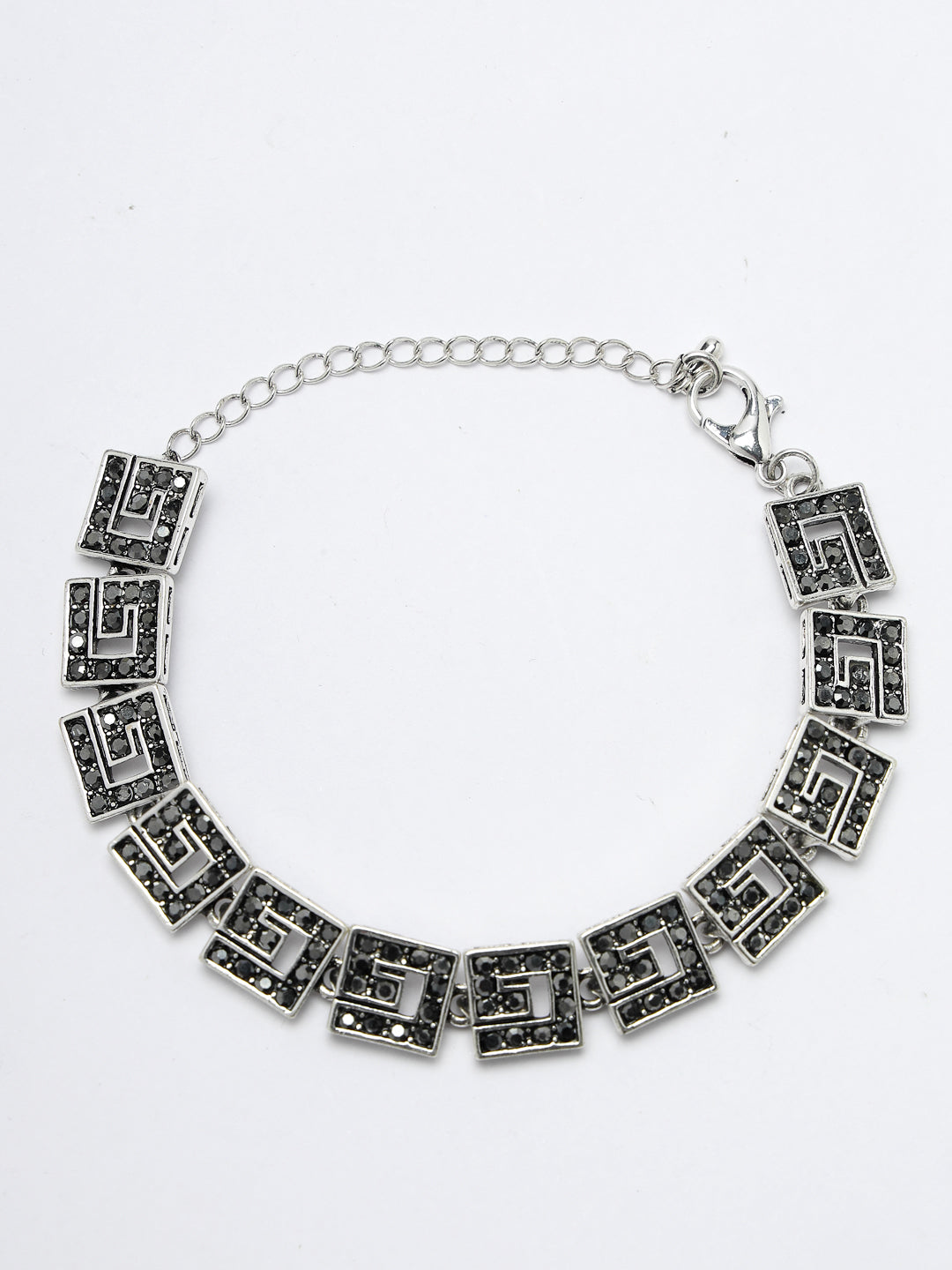 Women's American Diamond Rhodium-Plated Link Bracelet