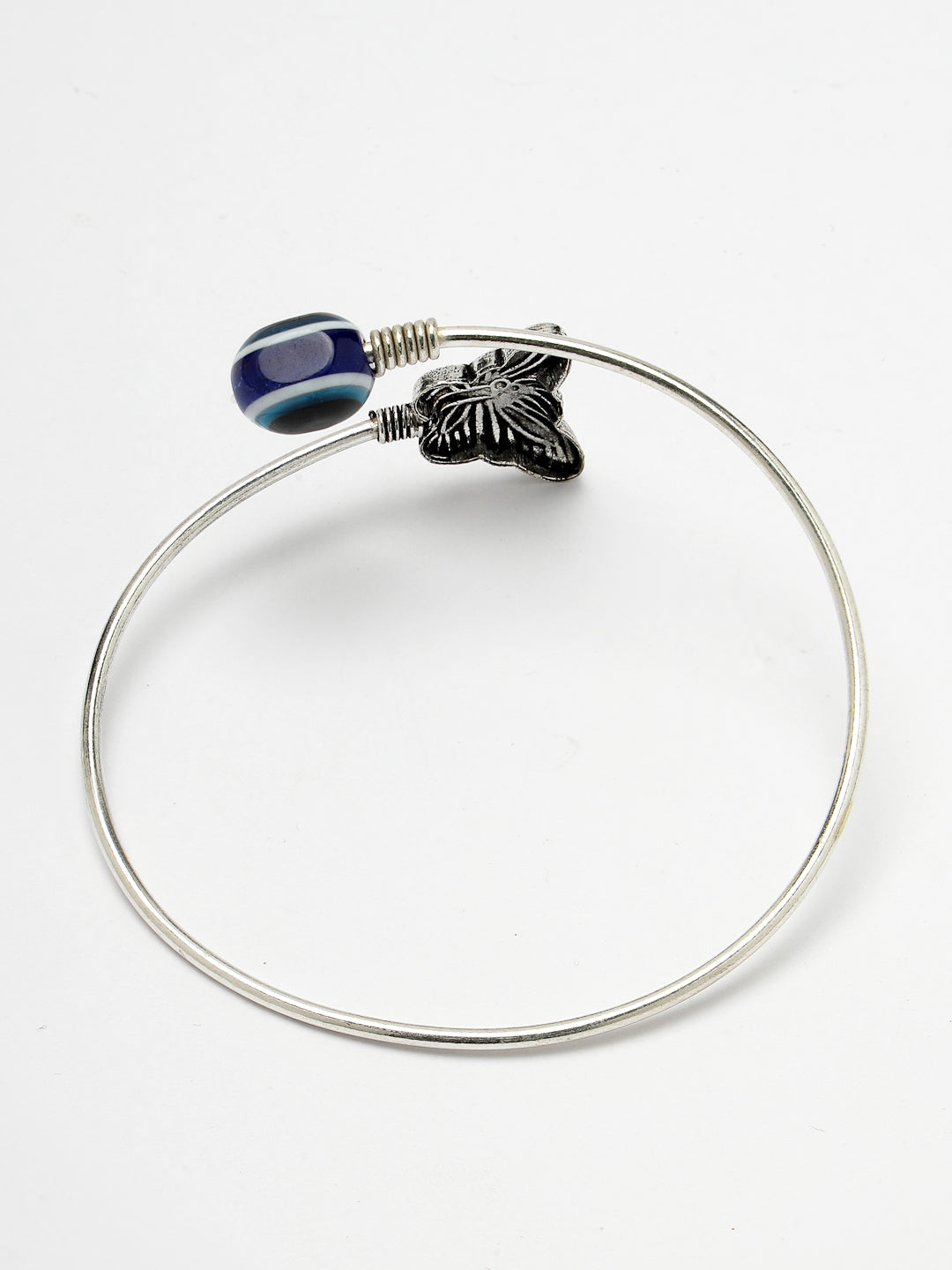 Women's Oxidised Rhodium-Plated Evil Eye Kada Bracelet