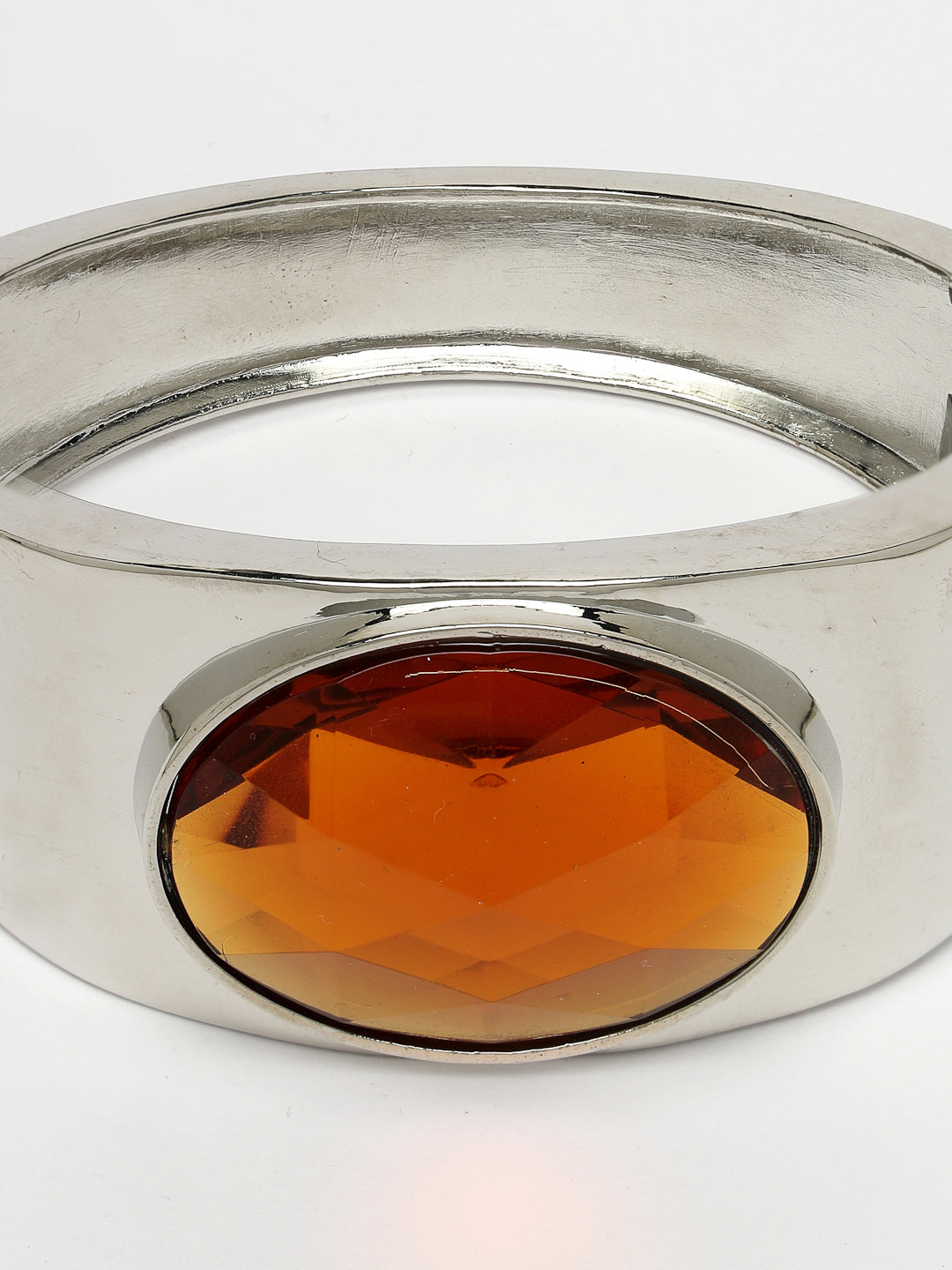 Women's Silver-Toned Topaz Rhodium-Plated Kada Bracelet