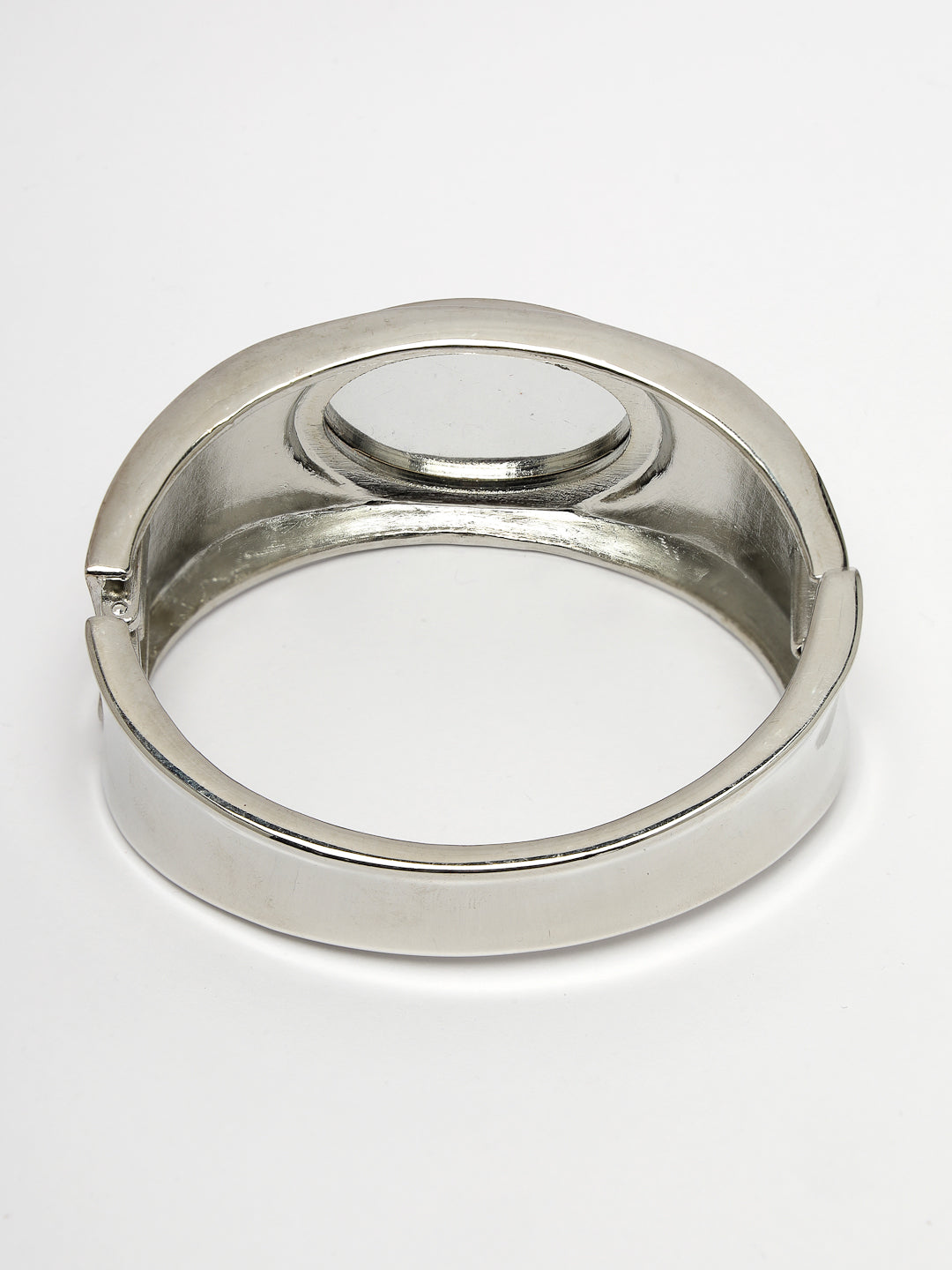 Women's Silver-Toned Topaz Rhodium-Plated Kada Bracelet