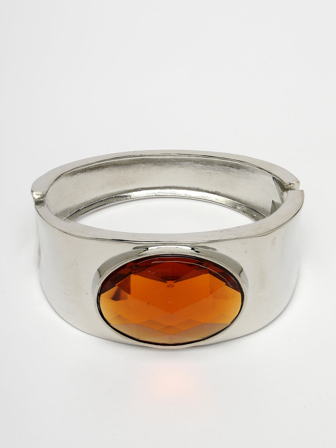 Women's Silver-Toned Topaz Rhodium-Plated Kada Bracelet