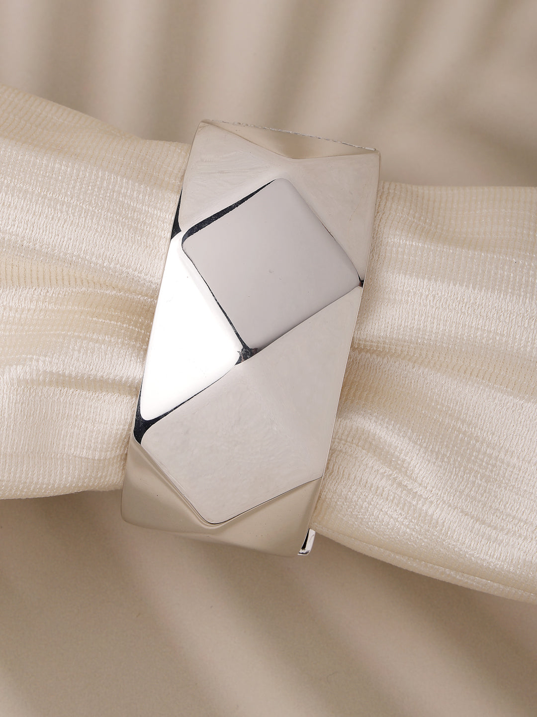 Women's Rhodium-Plated Kada Bracelet
