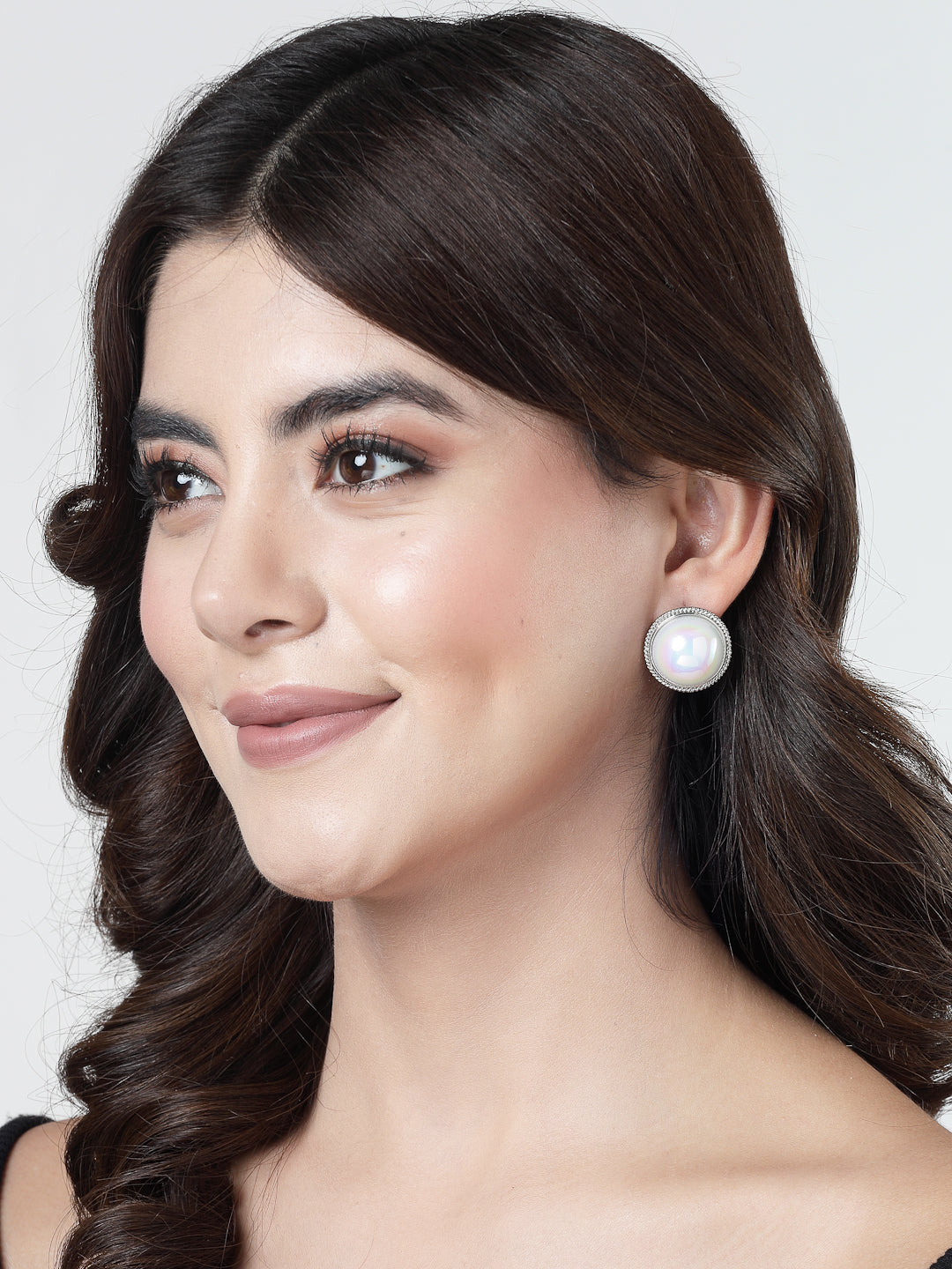 Women's Silver Plated Circular Stud earrings