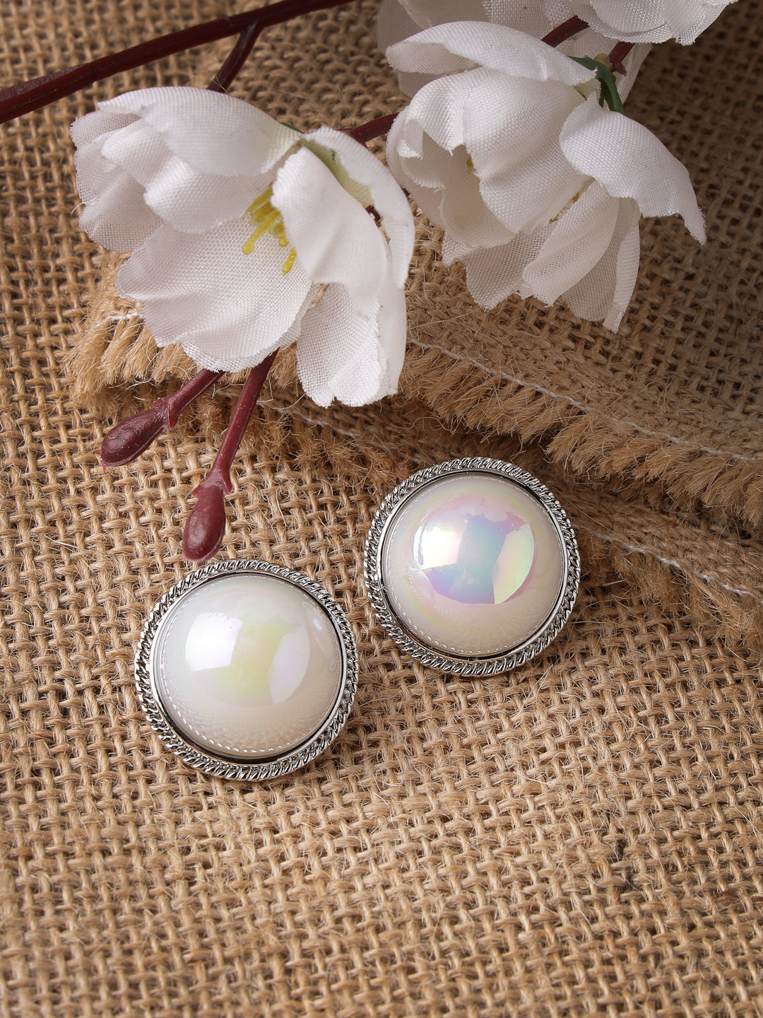 Women's Silver Plated Circular Stud earrings