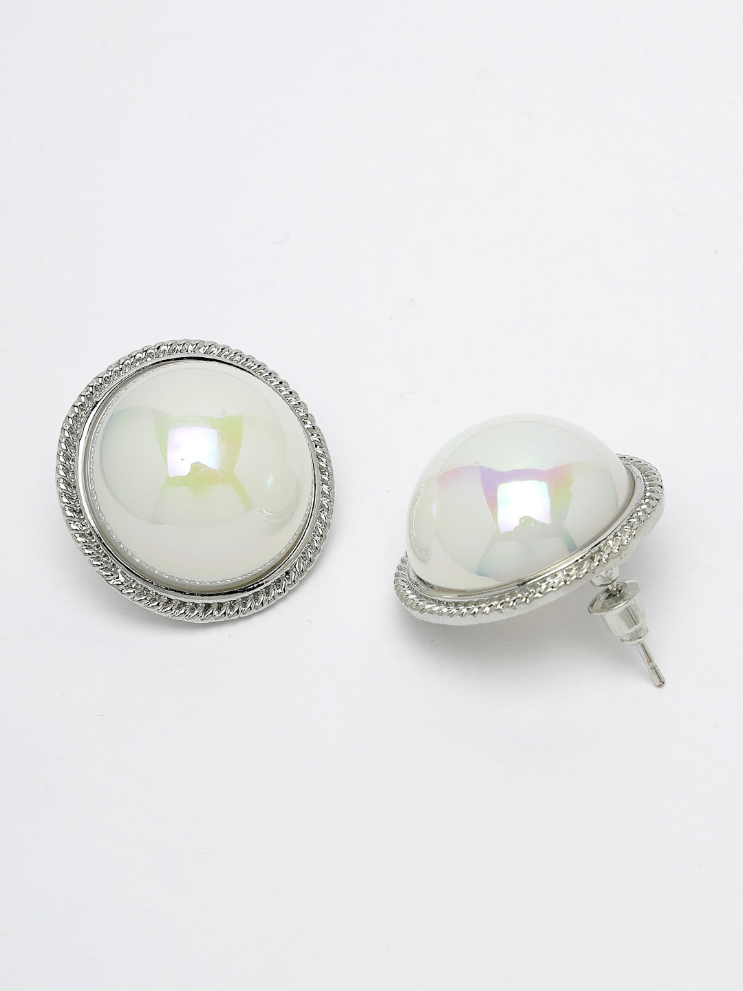 Women's Silver Plated Circular Stud earrings - NVR