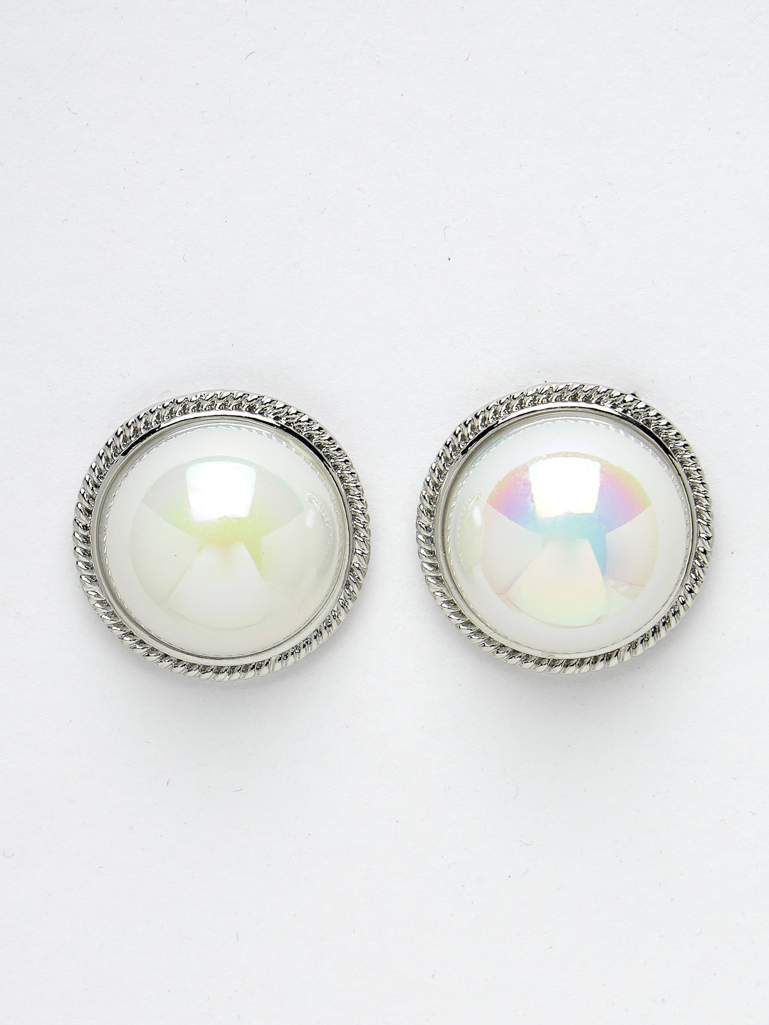 Women's Silver Plated Circular Stud earrings