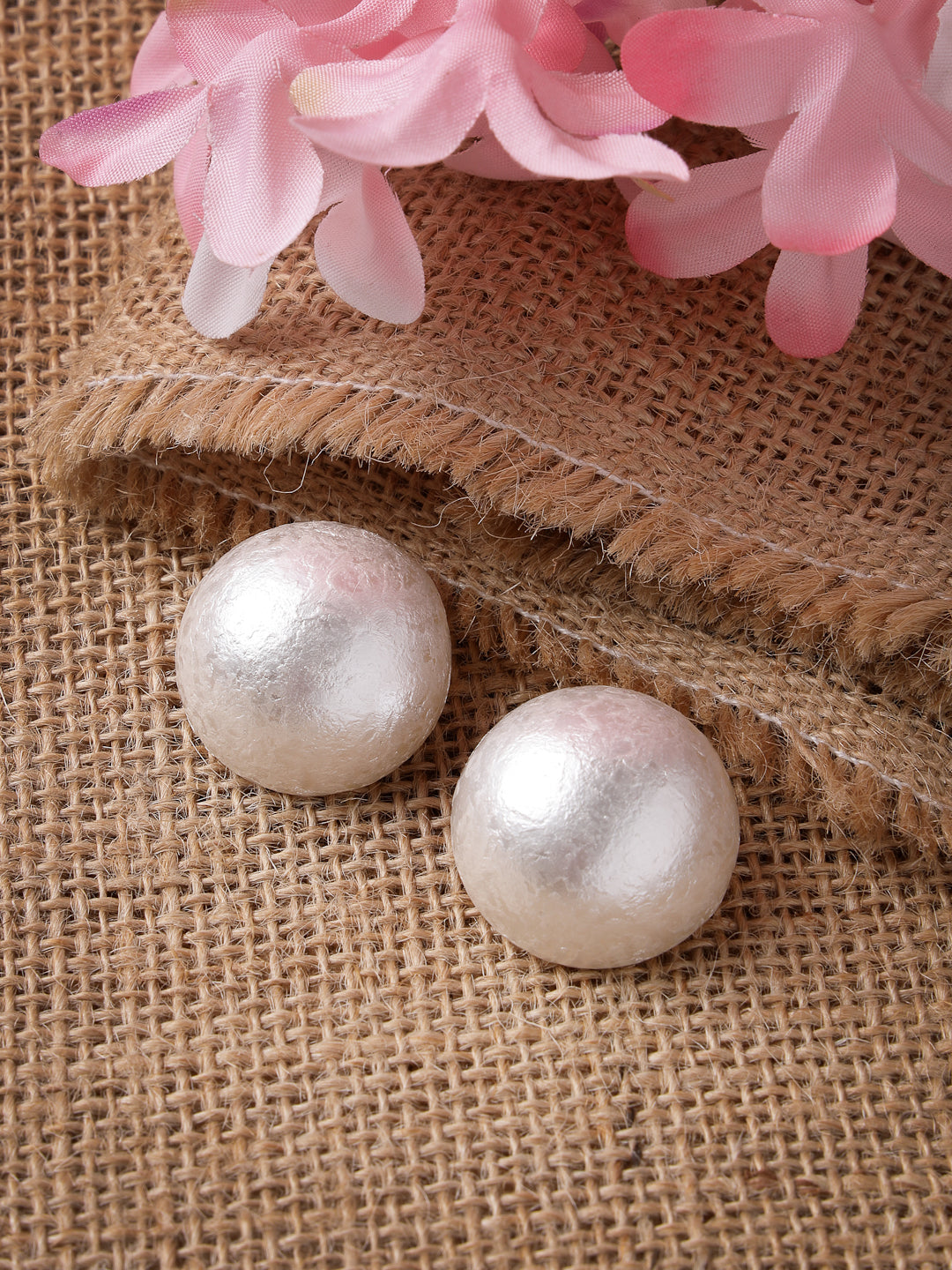 Women's white color Circular moon Stud earrings