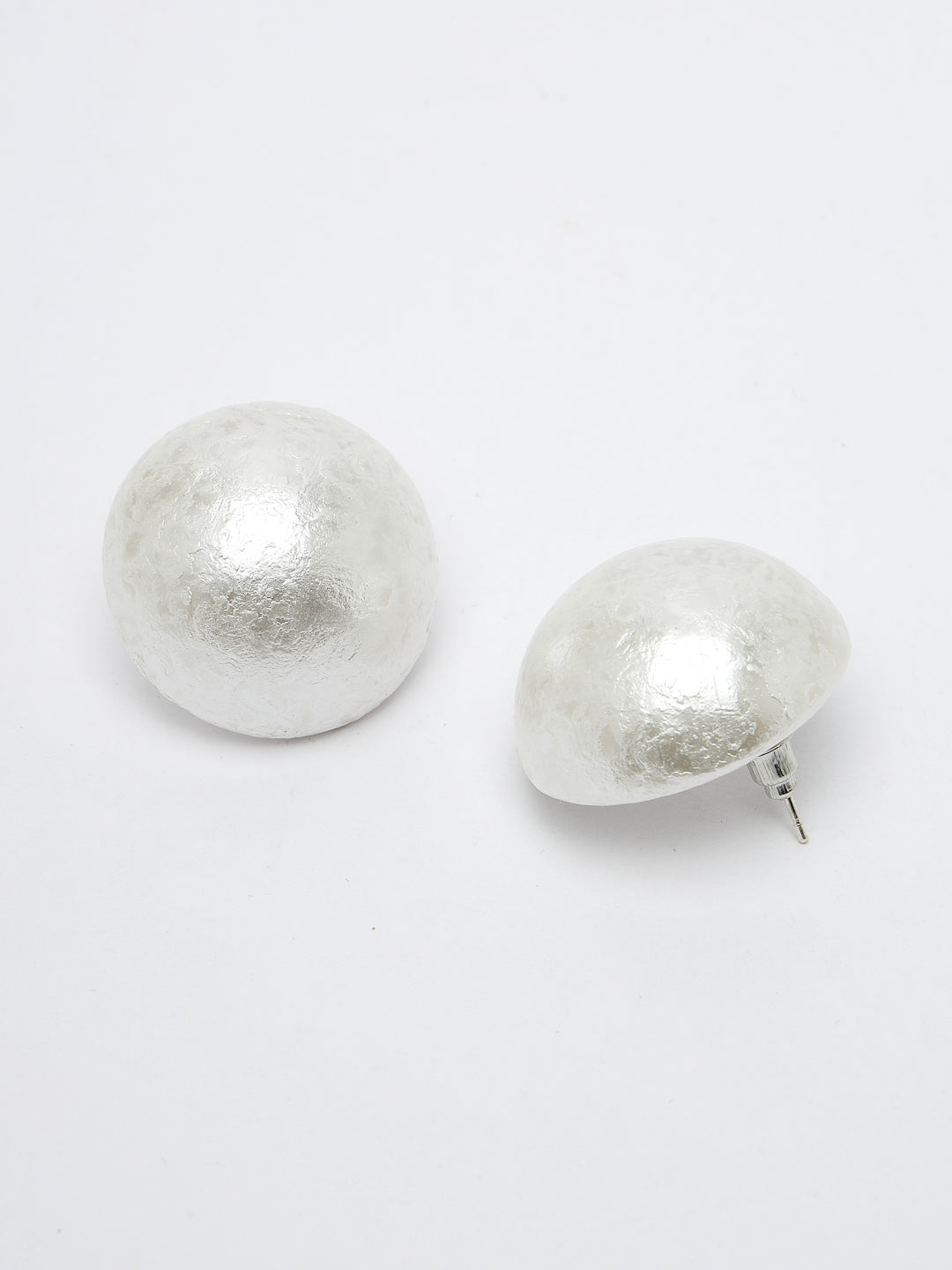 Women's white color Circular moon Stud earrings