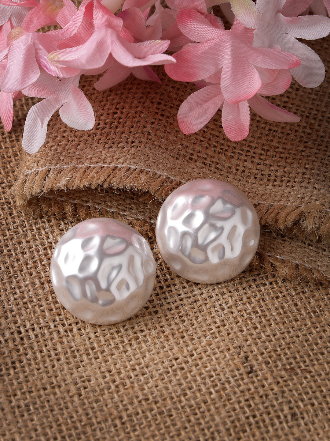Women's white color moon Stud earrings
