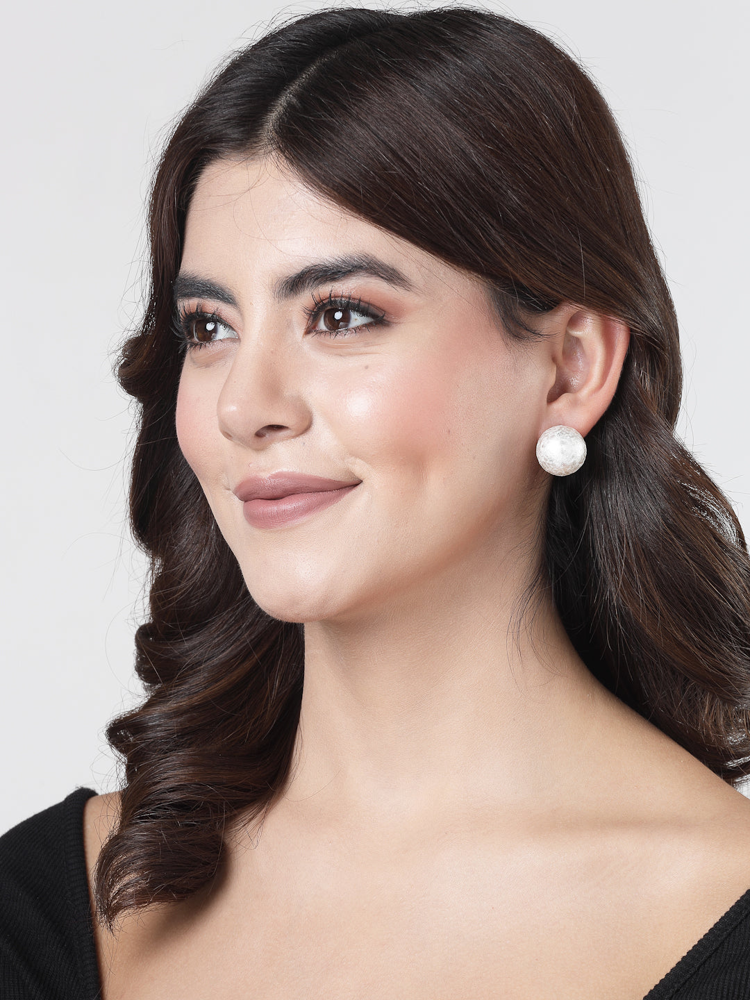 Women's white color Moon Stud earrings