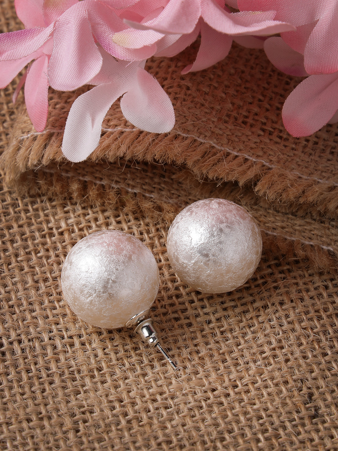 Women's white color Moon Stud earrings - NVR