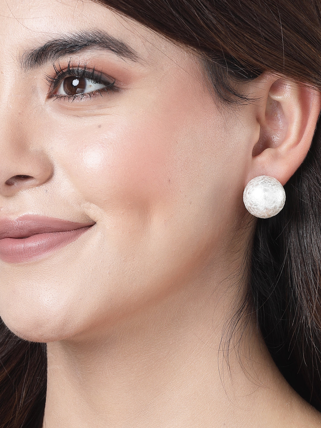 Women's white color Moon Stud earrings