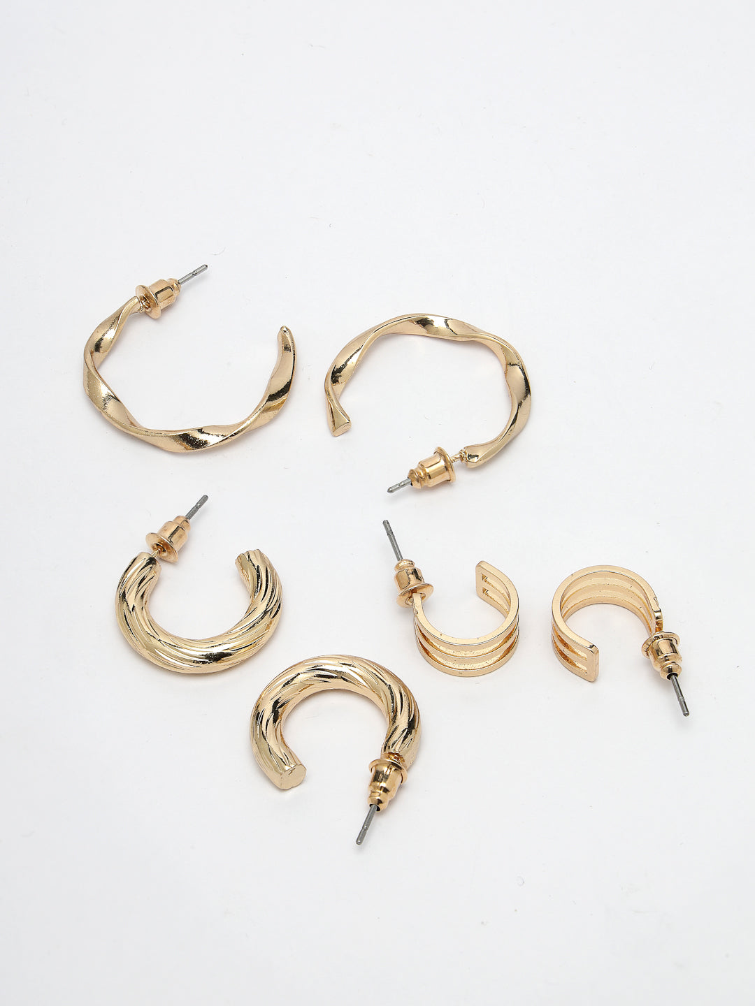Women's Set of 3 Gold-Plated hoop earrings