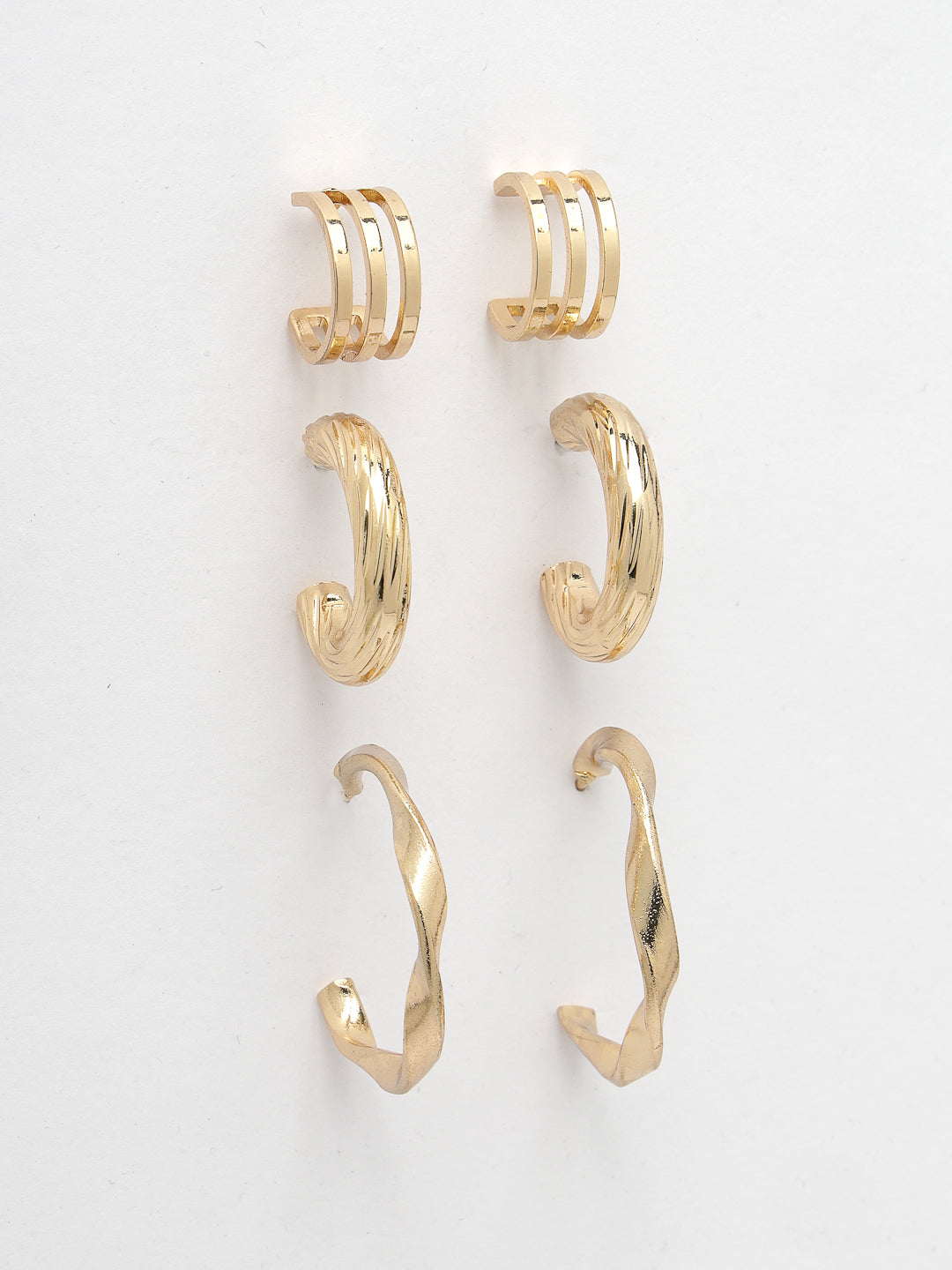 Women's Set of 3 Gold-Plated hoop earrings - NVR