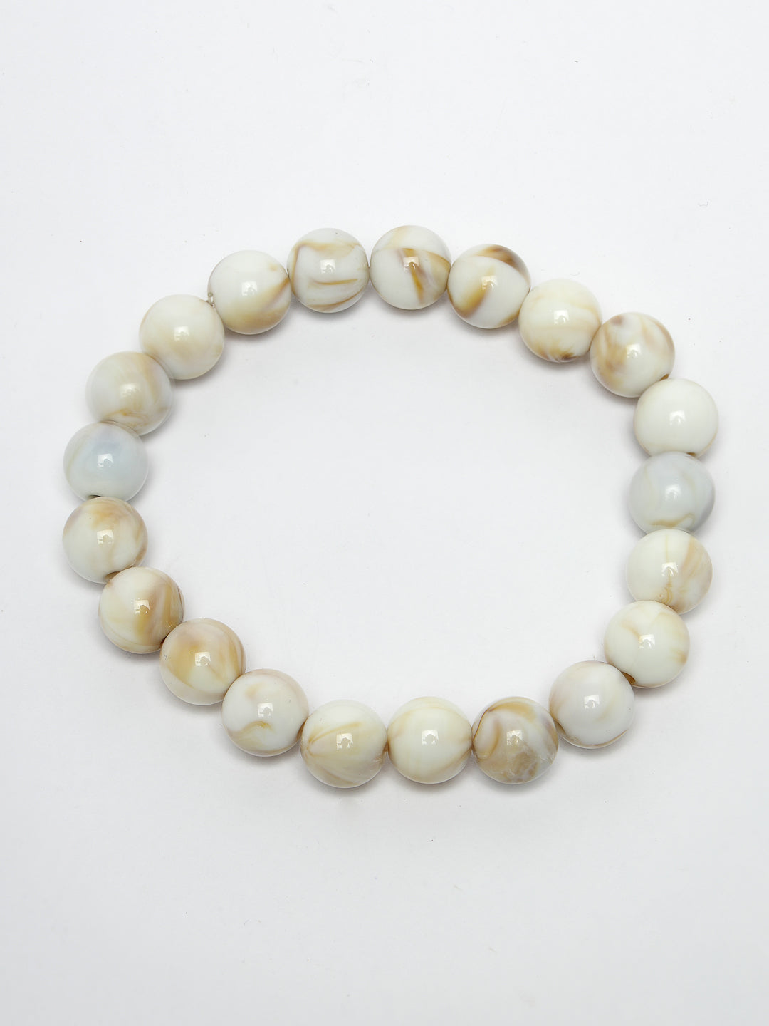 Unisex Set Of 4 Artificial Beads-Beaded Evil Eye Elasticated Bracelet