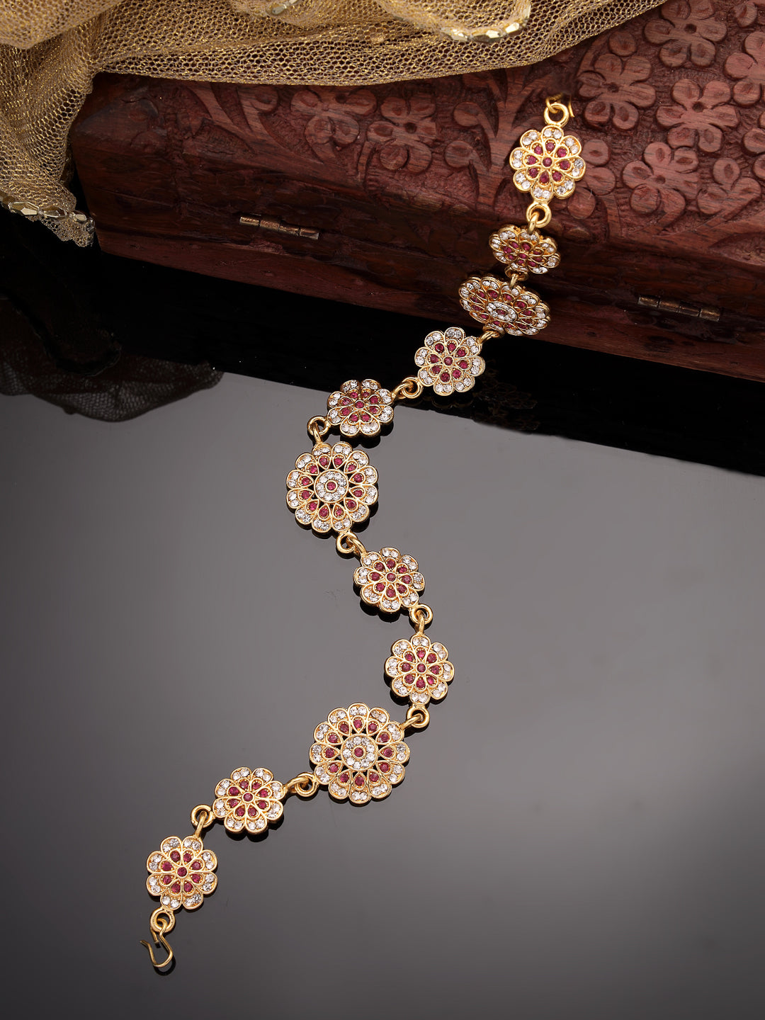 Women's Gold-Plated Traditional Meenakari Stones Trending Matha Patti
