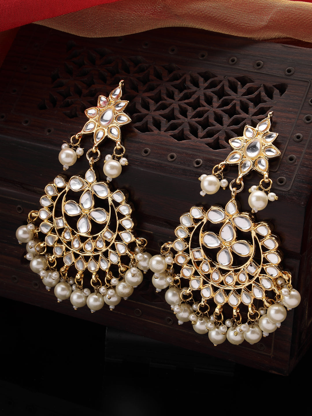 Women's Gold Plated Kundan Chandbali Earrings