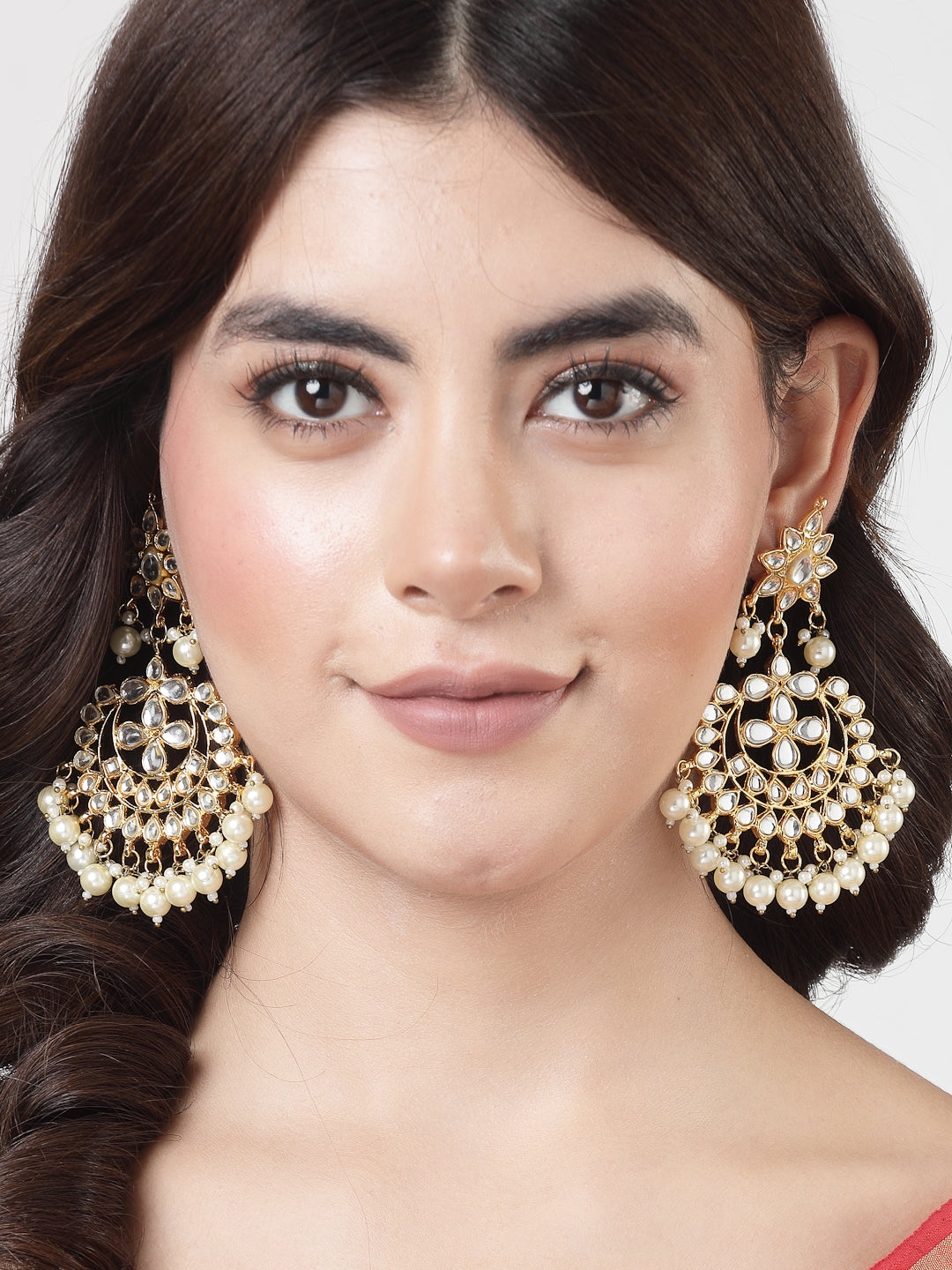 Women's Gold Plated Kundan Chandbali Earrings