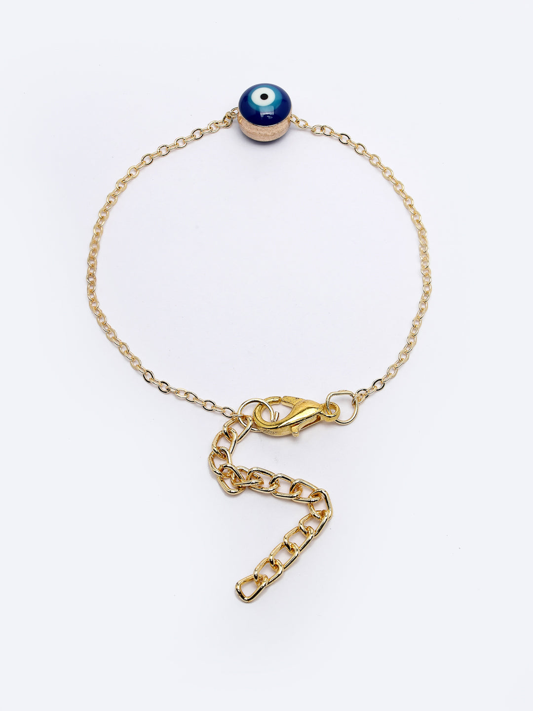 Women's Gold-Toned Blue Evil Eye Charm Bracelet