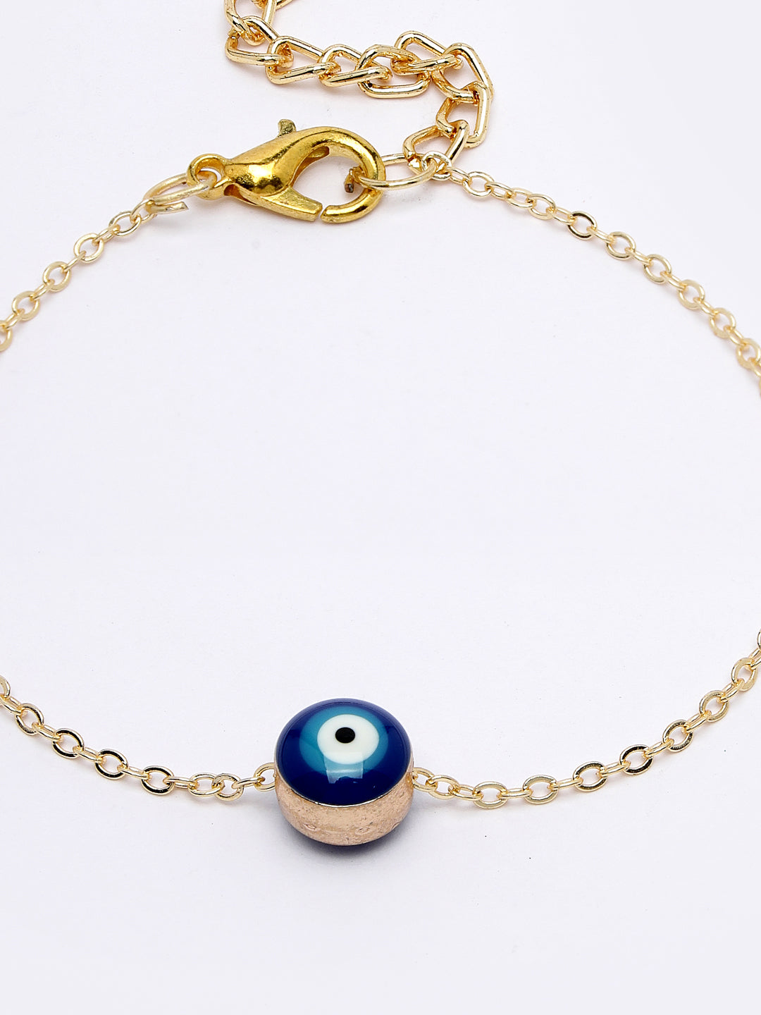Women's Gold-Toned Blue Evil Eye Charm Bracelet - NVR