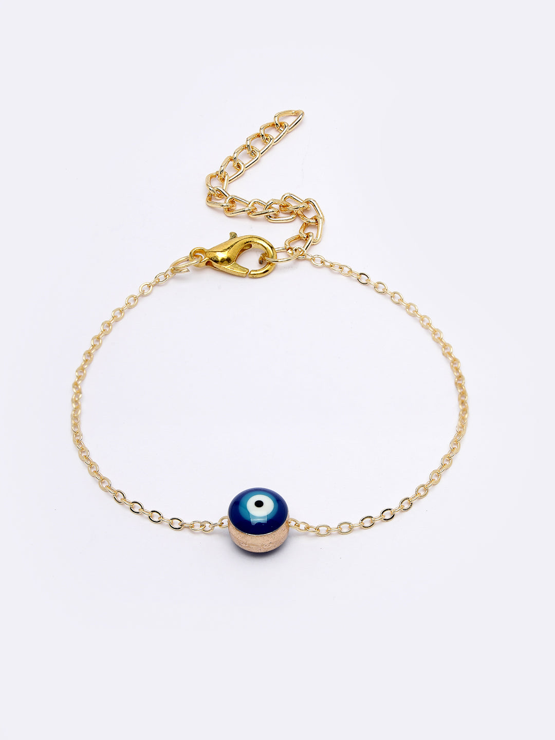 Women's Gold-Toned Blue Evil Eye Charm Bracelet - NVR