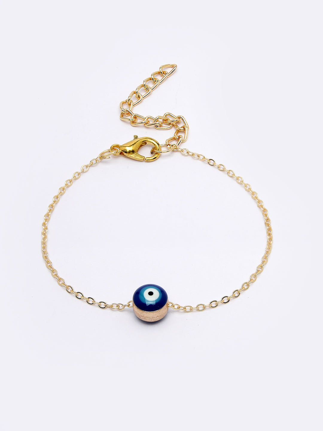 Women's Gold-Toned Blue Evil Eye Charm Bracelet