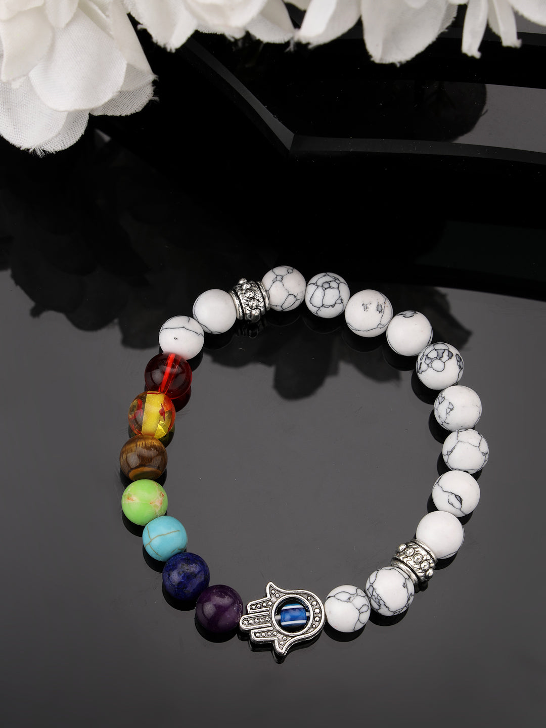 Unisex Multi colour Marbel Crystal Elasticated Bracelet
