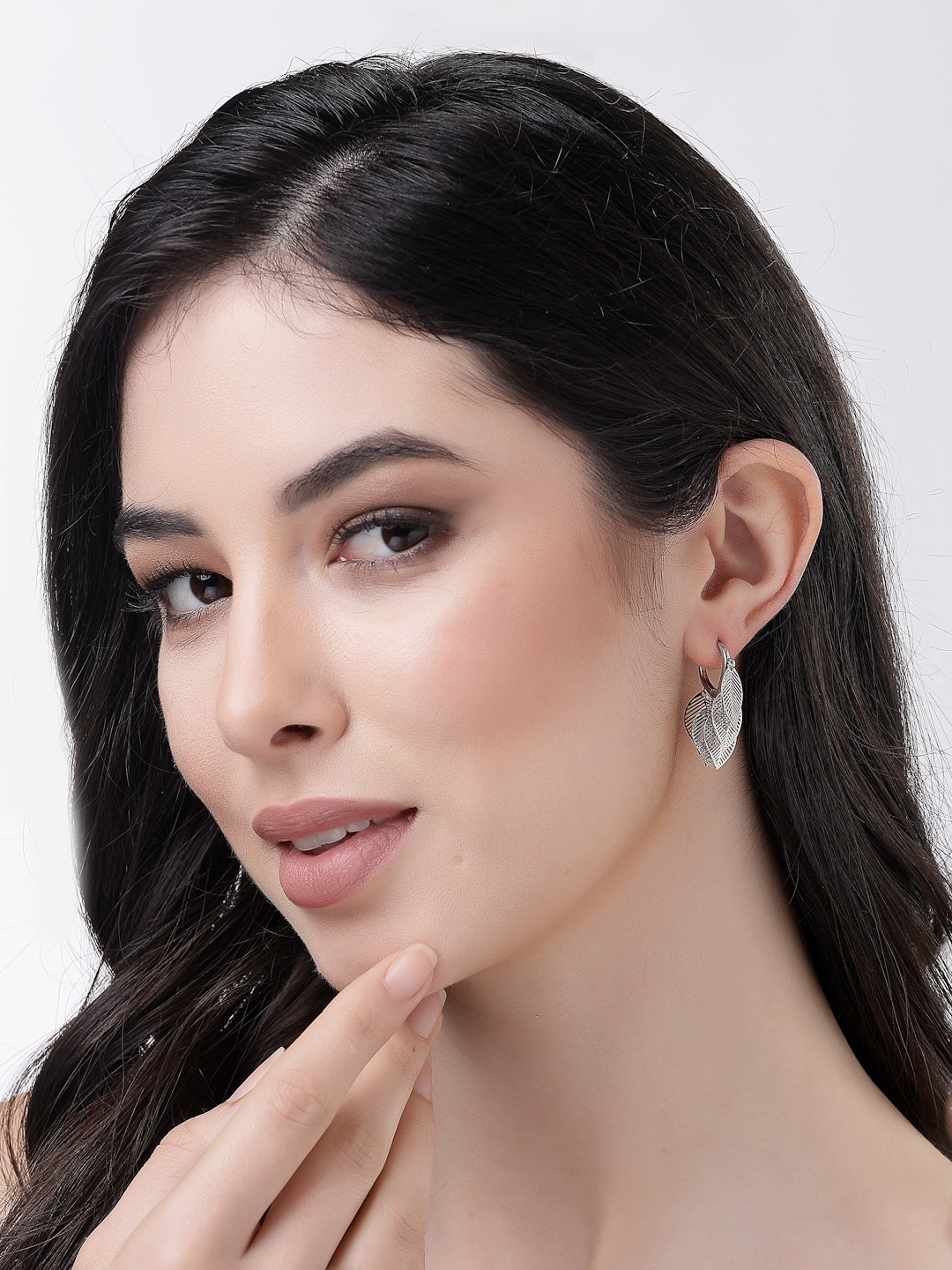Women's Gold-Toned Leaf Shaped Drop Earrings - NVR
