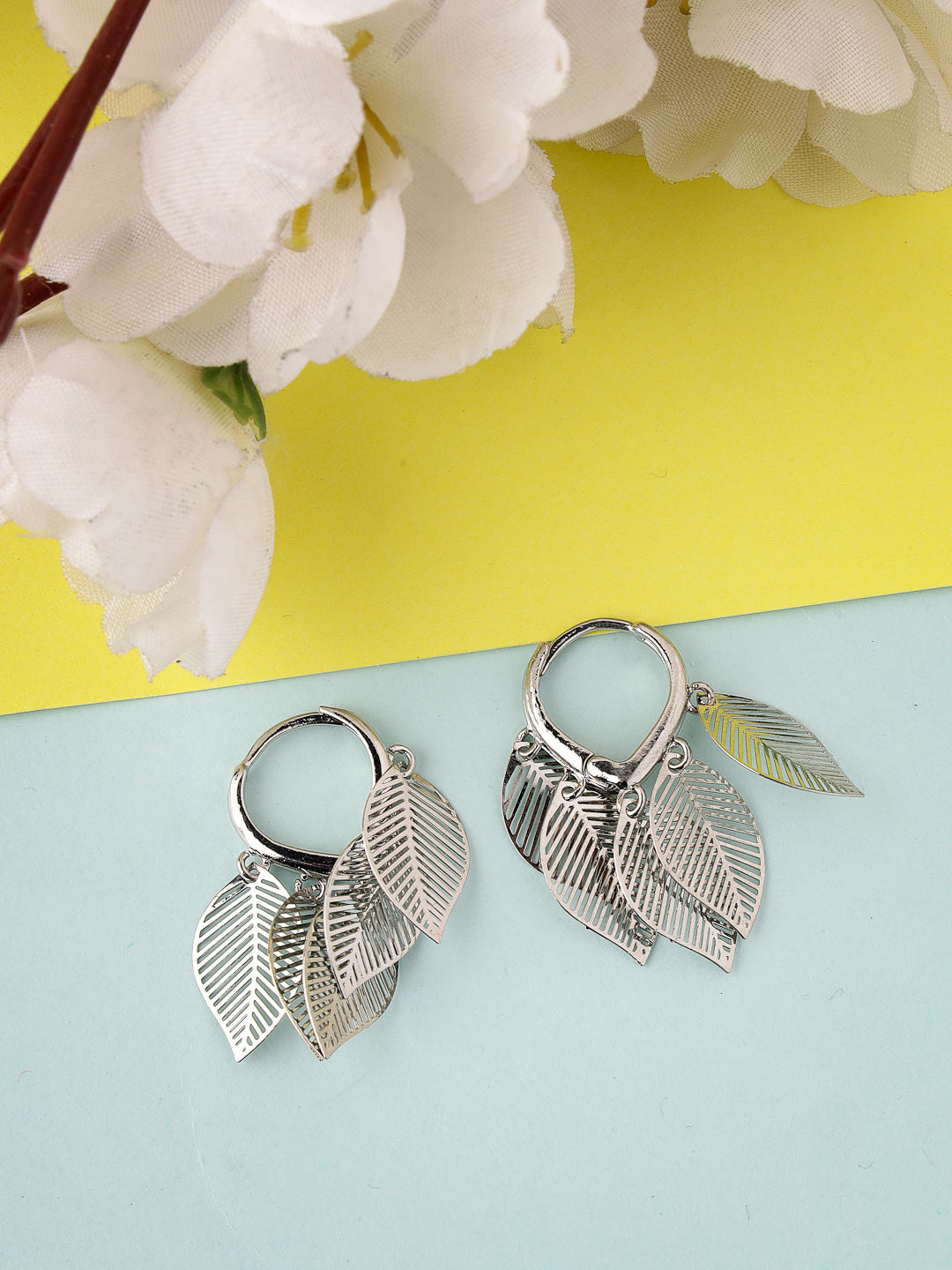Women's Gold-Toned Leaf Shaped Drop Earrings