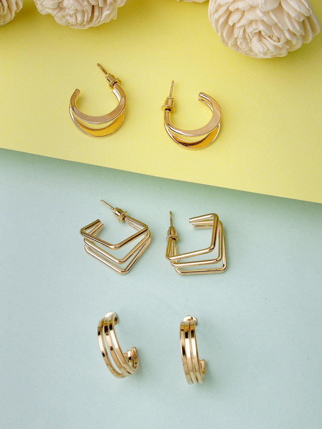 Women's Gold-Toned Circular Hoop Earrings - NVR