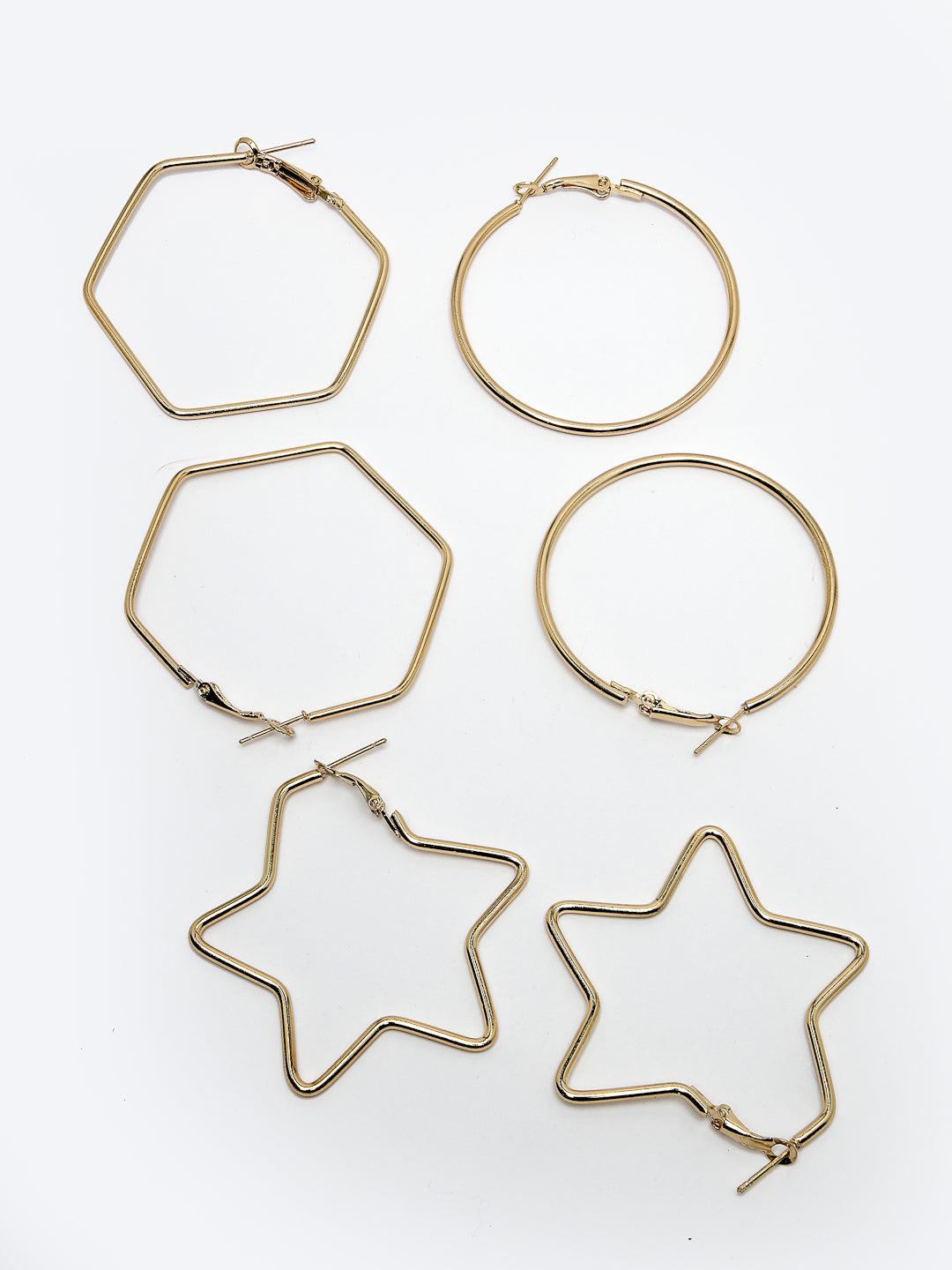 Women's Gold-Toned Geometric Hoop Earrings - NVR