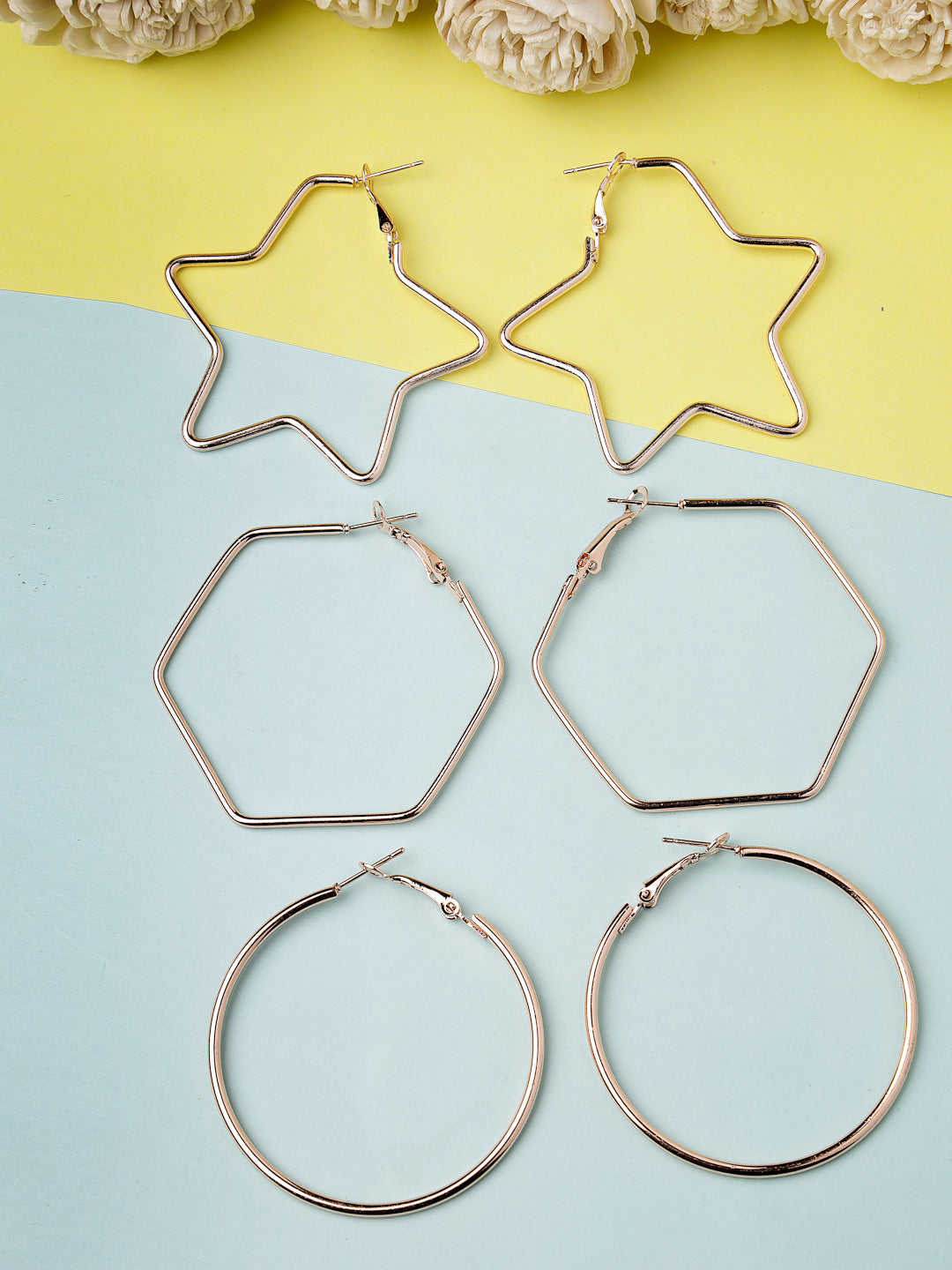 Women's Gold-Toned Geometric Hoop Earrings