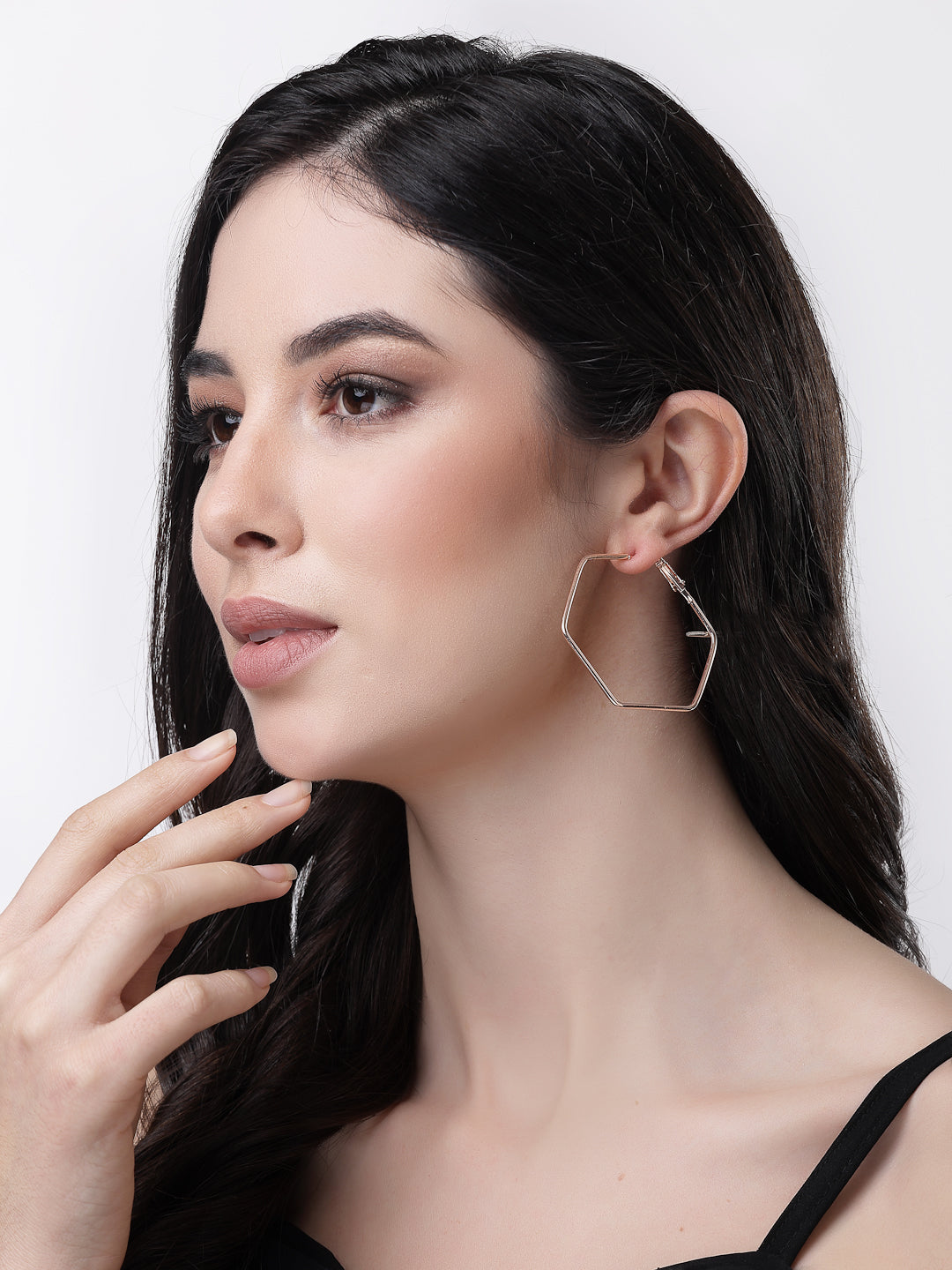 Women's Gold-Toned Geometric Hoop Earrings - NVR