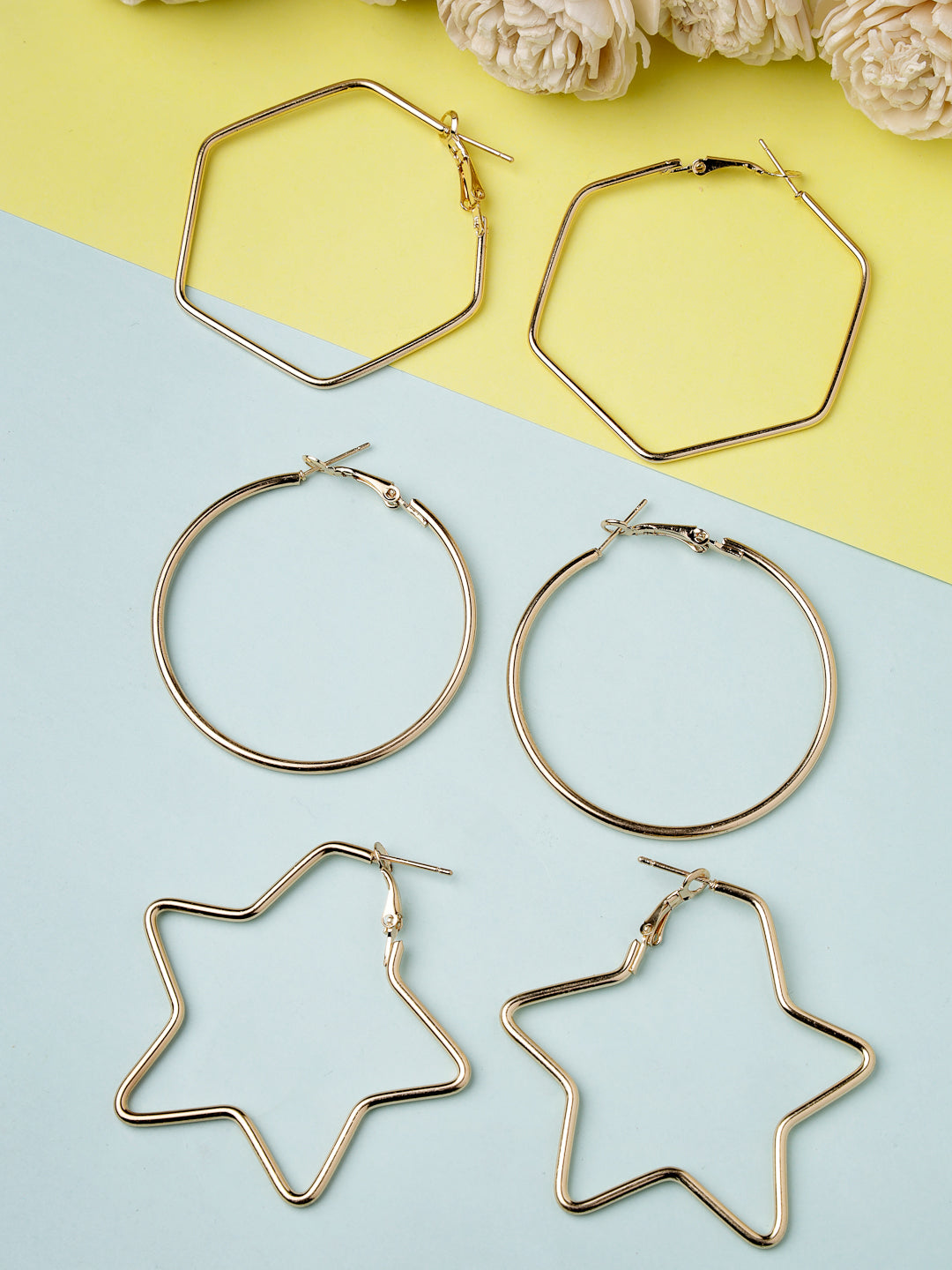 Women's Gold-Toned Geometric Hoop Earrings