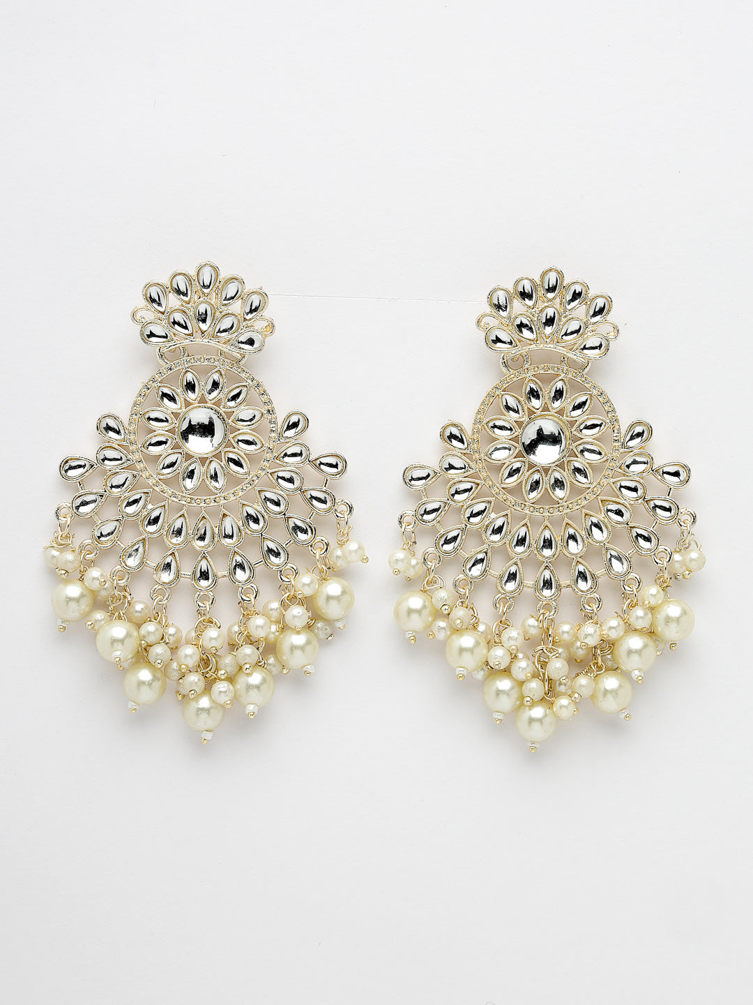 Women's Gold-Plated Kundan Chandbali Earrings