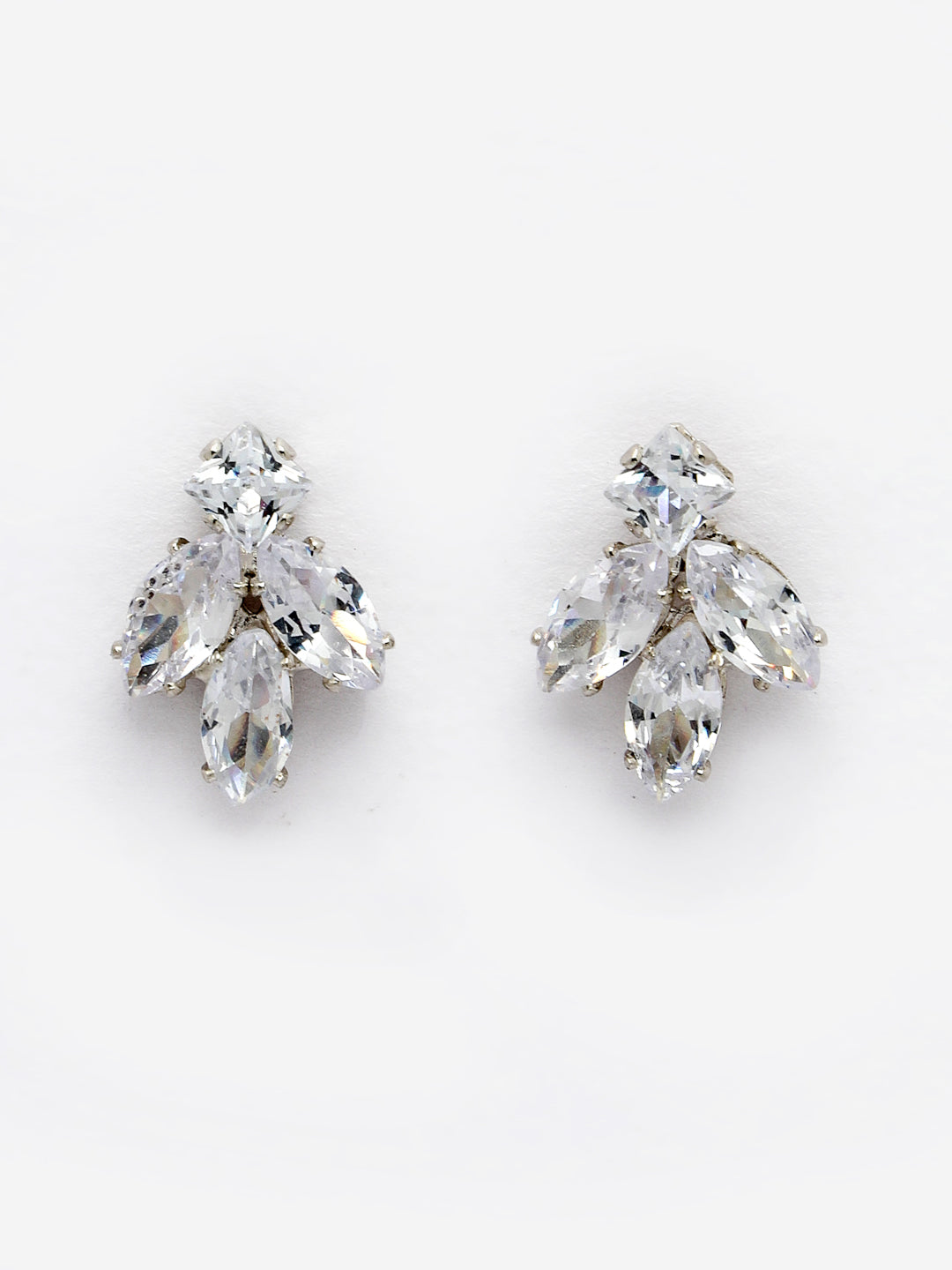 Women's Silver-Plated American Diamond Jewellery Set Necklace & Earrings - NVR