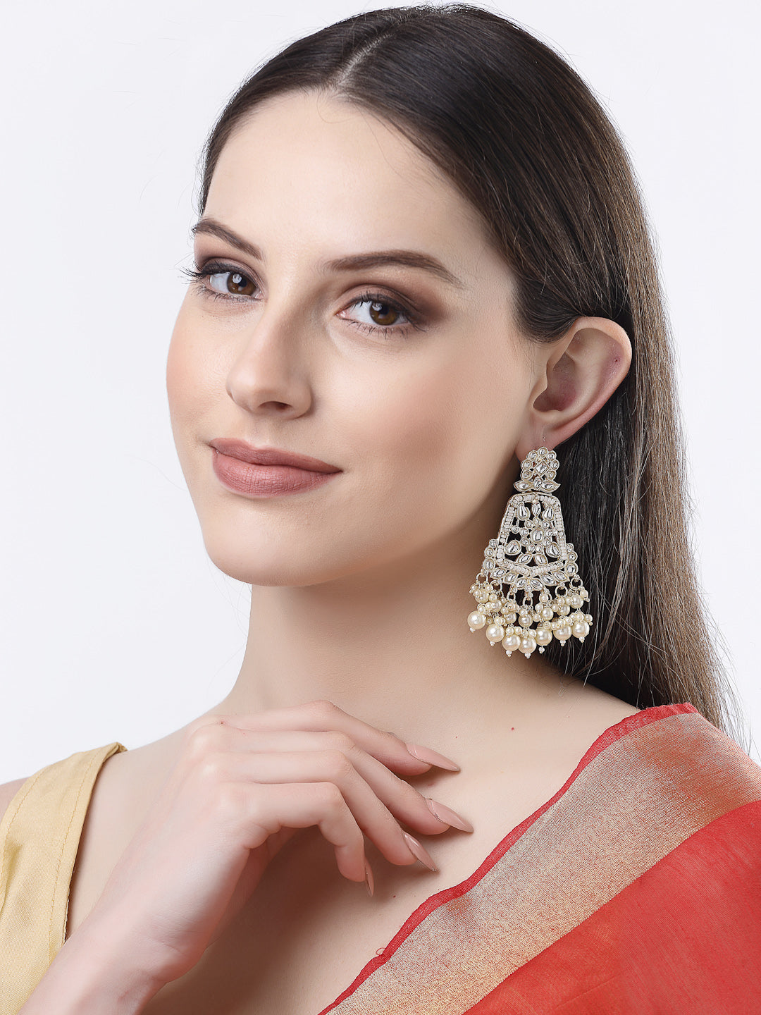 Women's Gold-Plated Kundan Drop Earrings