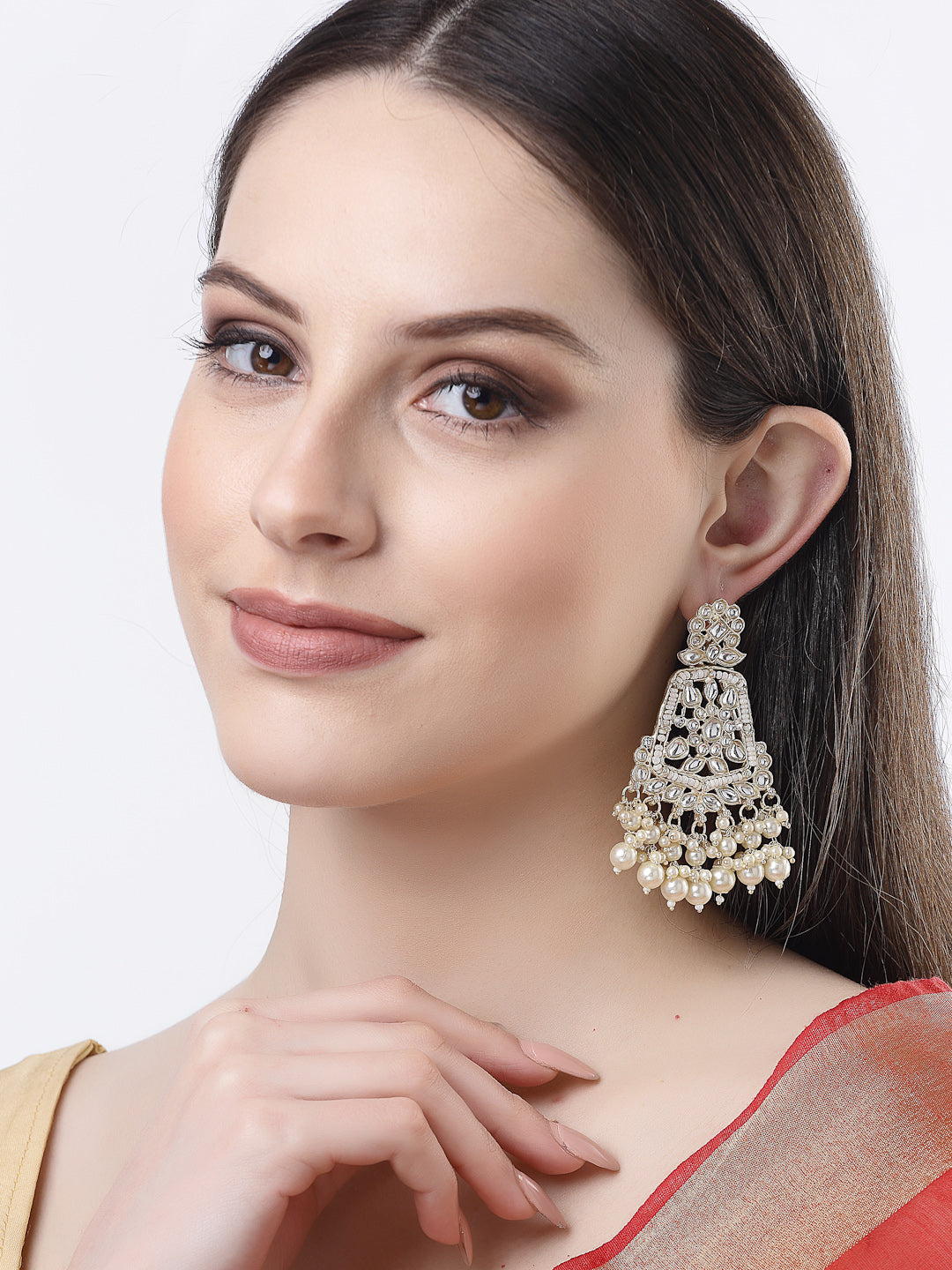 Women's Gold-Plated Kundan Drop Earrings