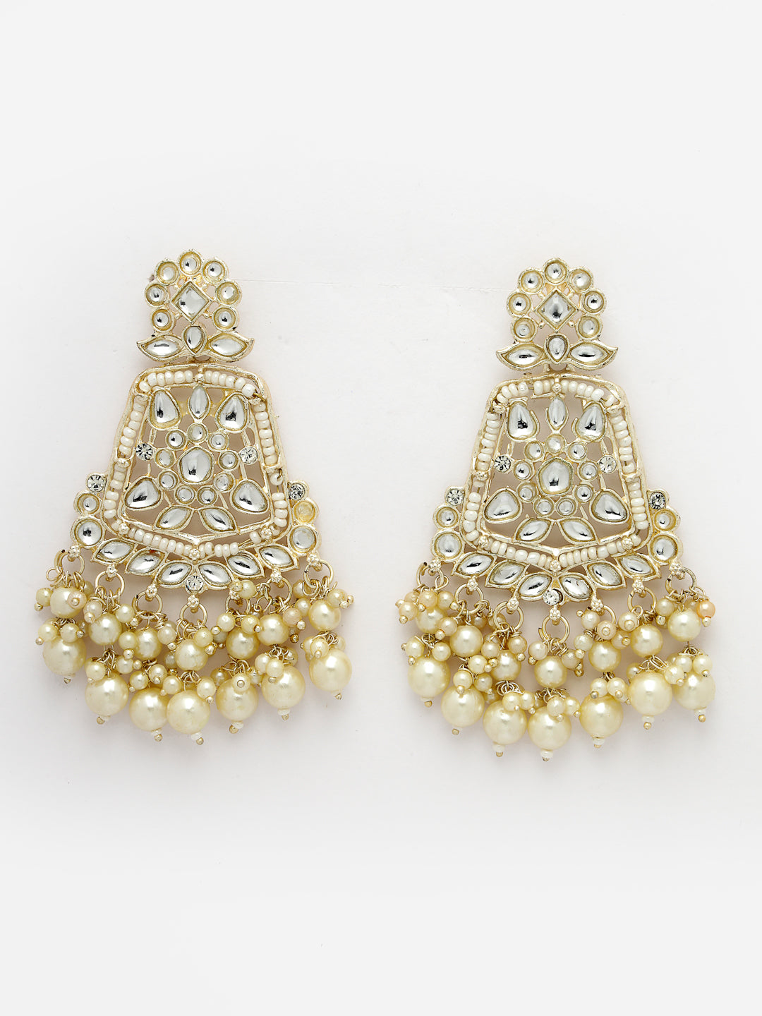 Women's Gold-Plated Kundan Drop Earrings