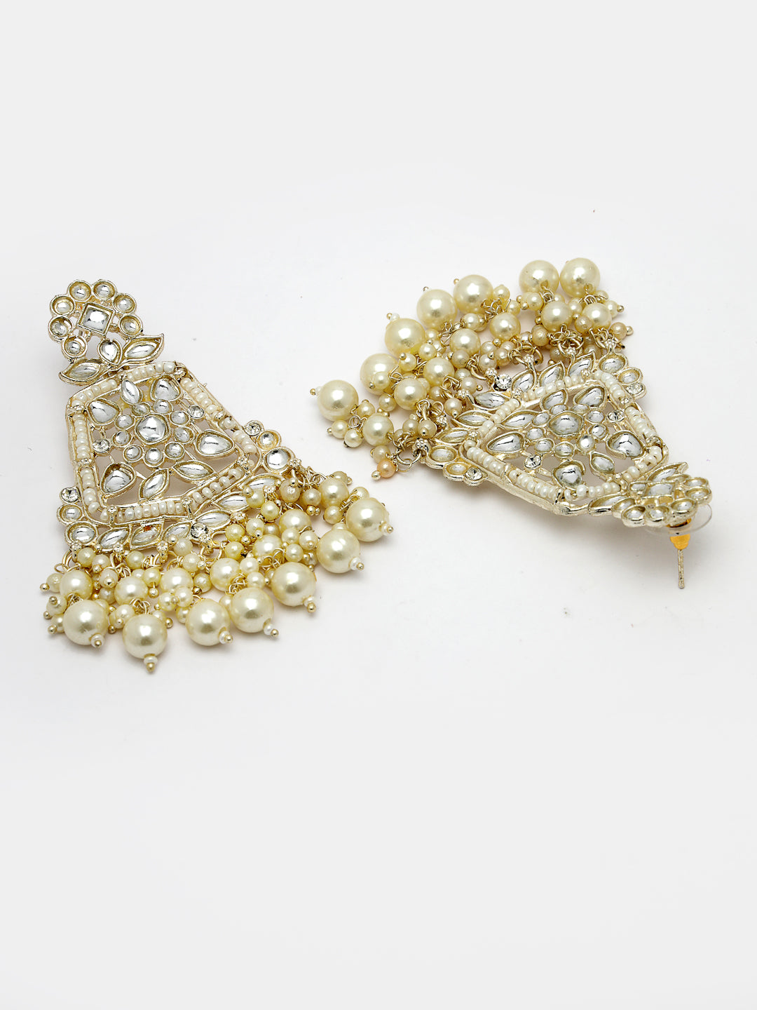 Women's Gold-Plated Kundan Drop Earrings - NVR