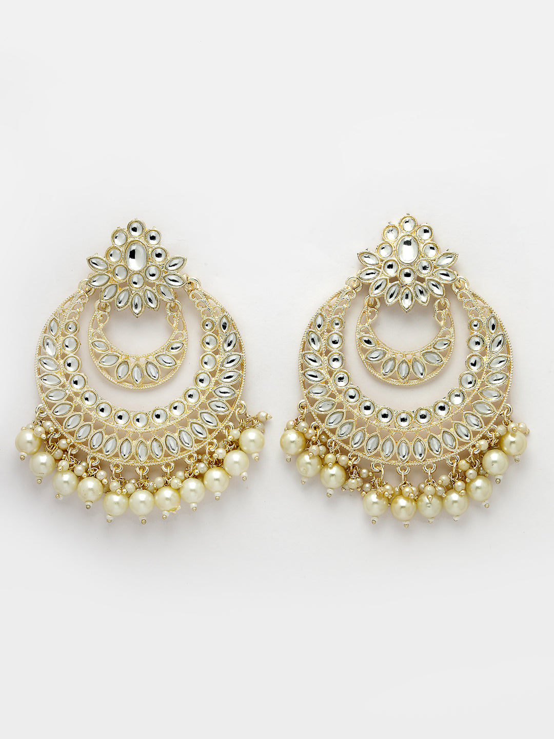 Women's Gold-Plated Kundan Handcrafted Chandbalis Earrings