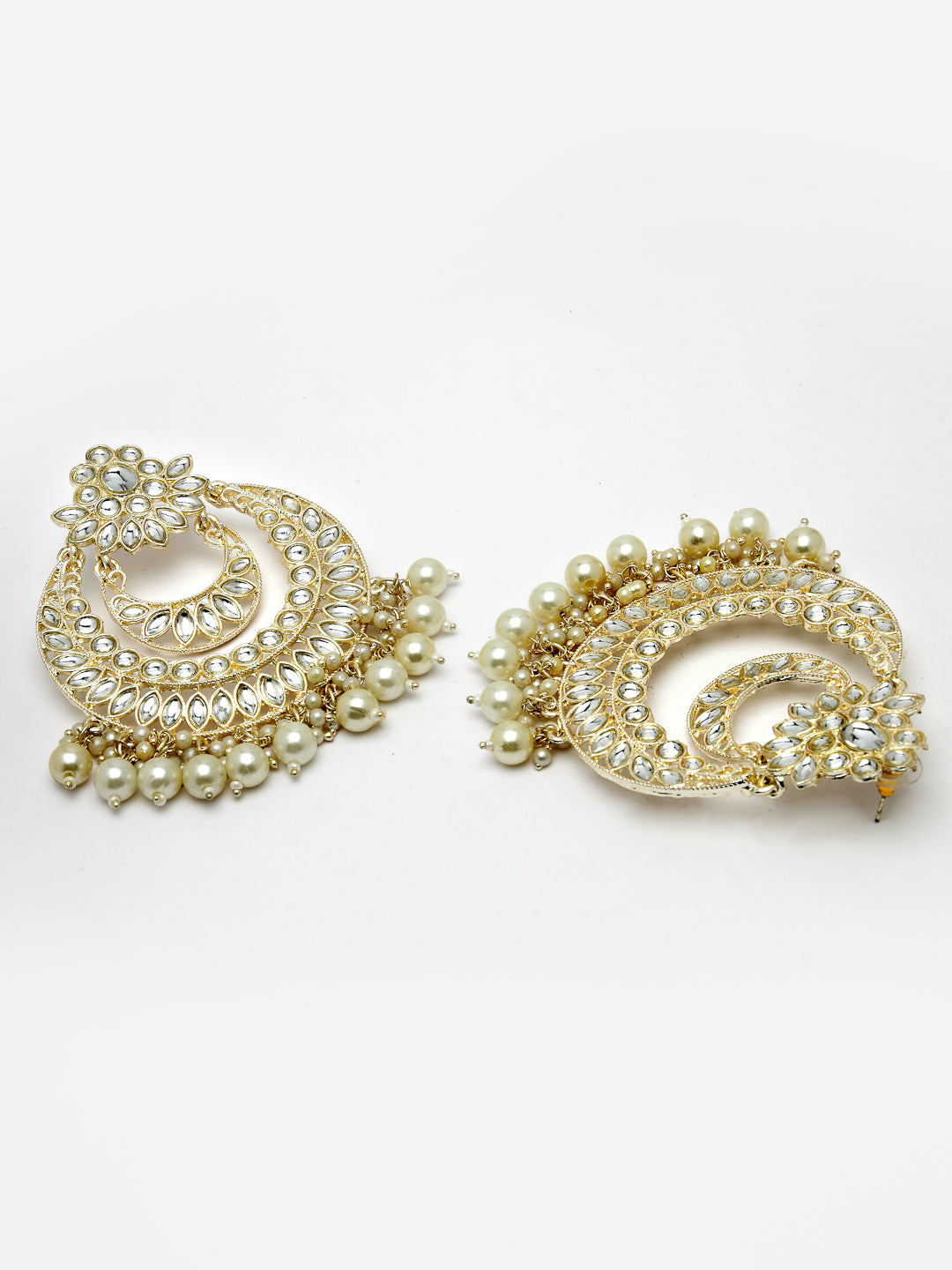 Women's Gold-Plated Kundan Handcrafted Chandbalis Earrings