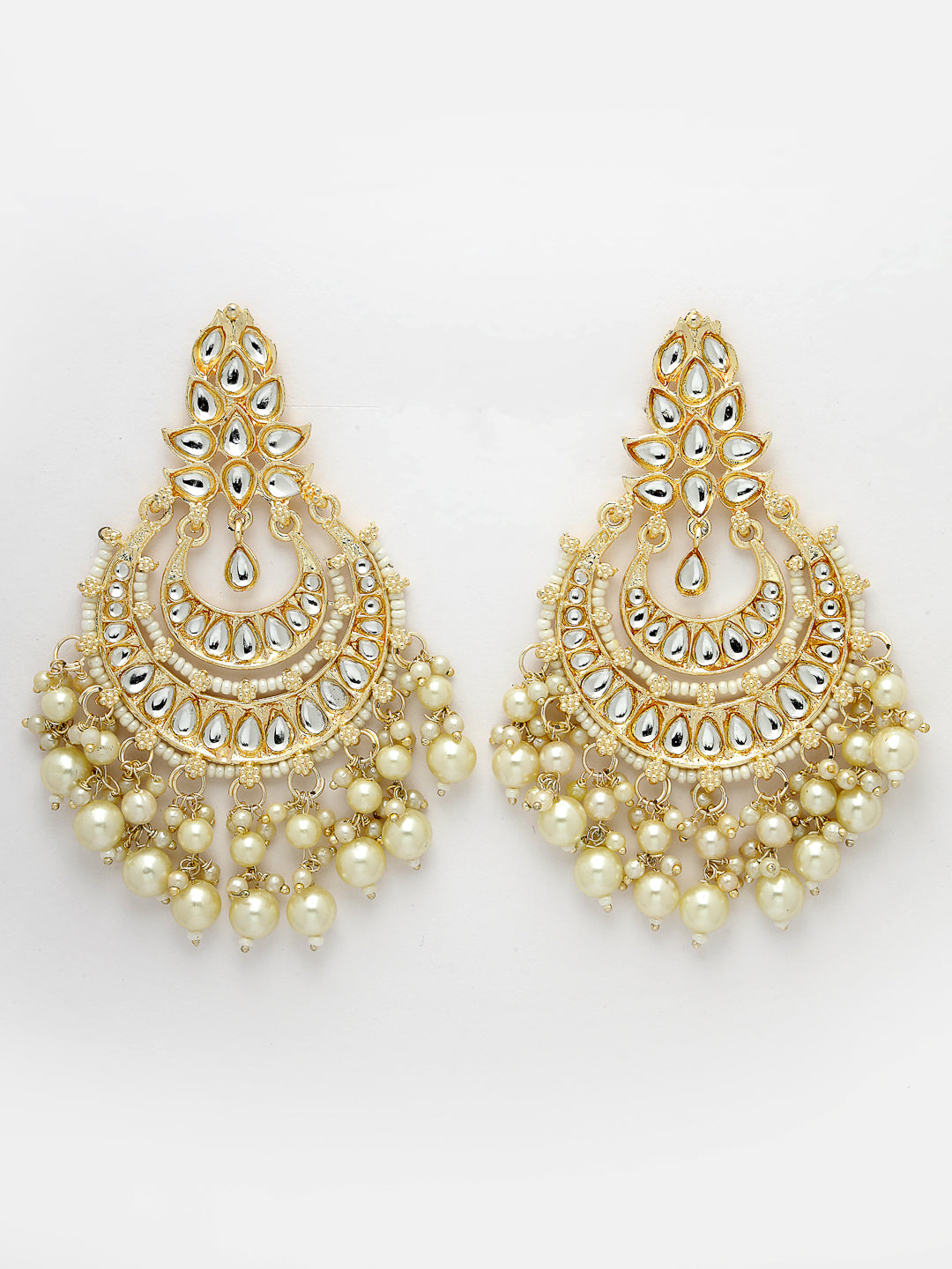 Women's Gold-Plated Kundan Chandbali Earrings