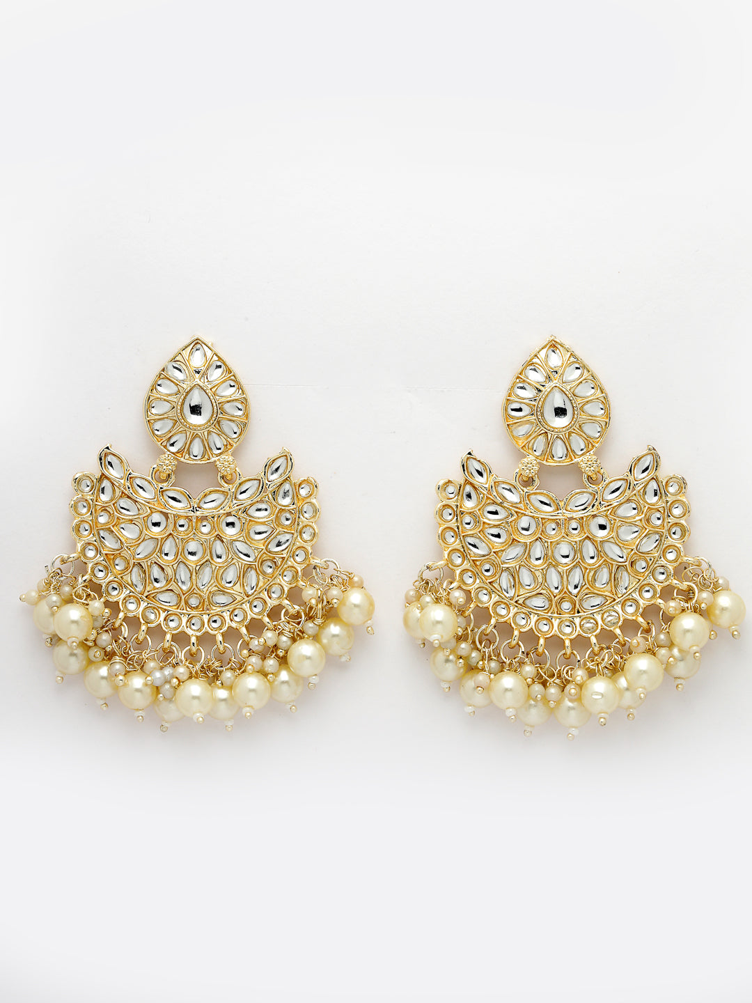 Women's Gold-Plated Kundan Chandbali Earrings